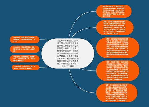 ~在专升本考试中，大学语文是一门知识点多且杂的学科，想要拿到高分并不是那么容易。在这里，针对同学提出的一些语文复习时遇到的学习问题给出了答案，全是专升本复习干货噢~ 学生1提问：我复习文言文的时候进度很慢，一看书就容易神游，怎么办？ 解答