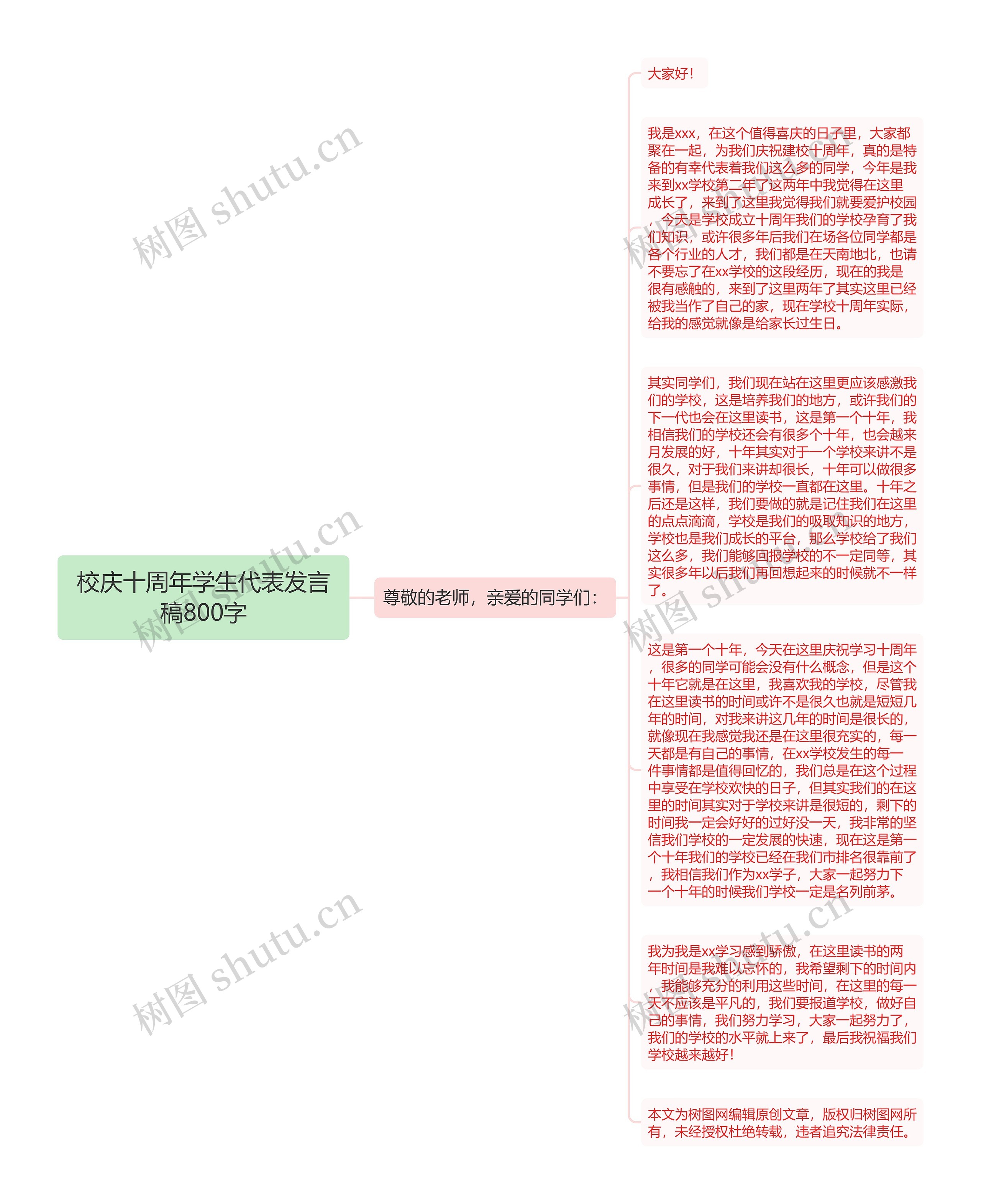 校庆十周年学生代表发言稿800字