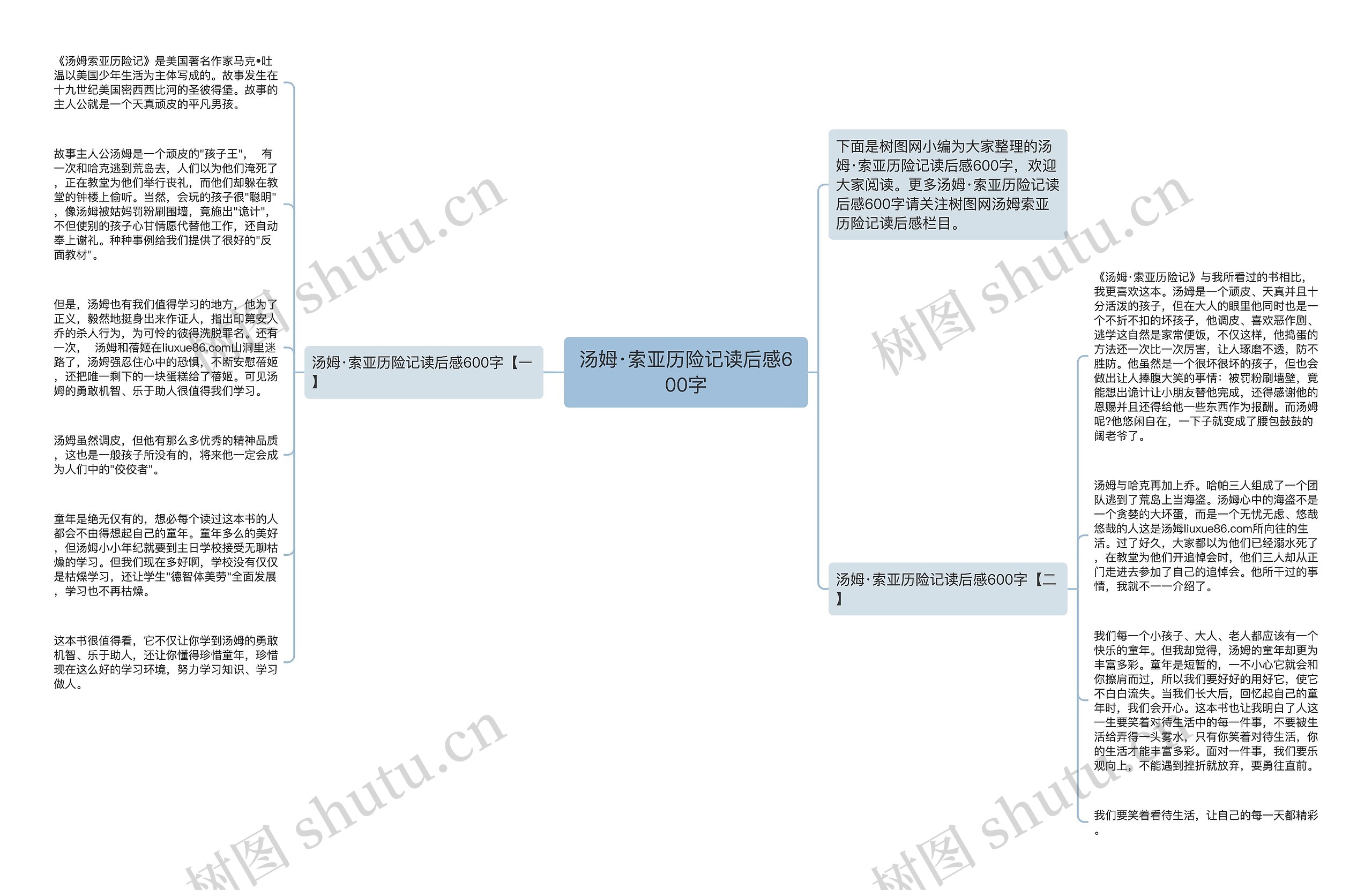 汤姆·索亚历险记读后感600字思维导图