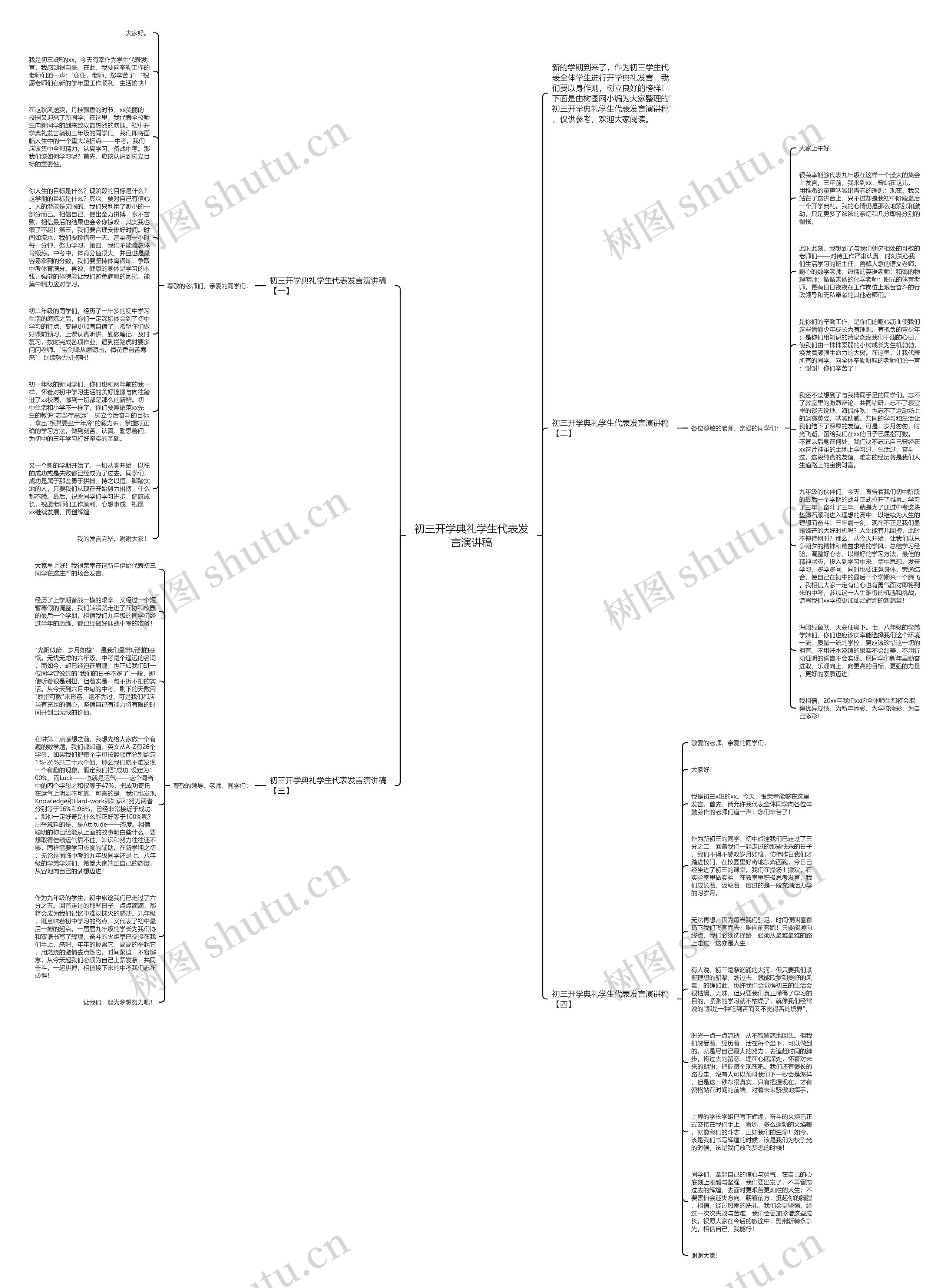 初三开学典礼学生代表发言演讲稿思维导图