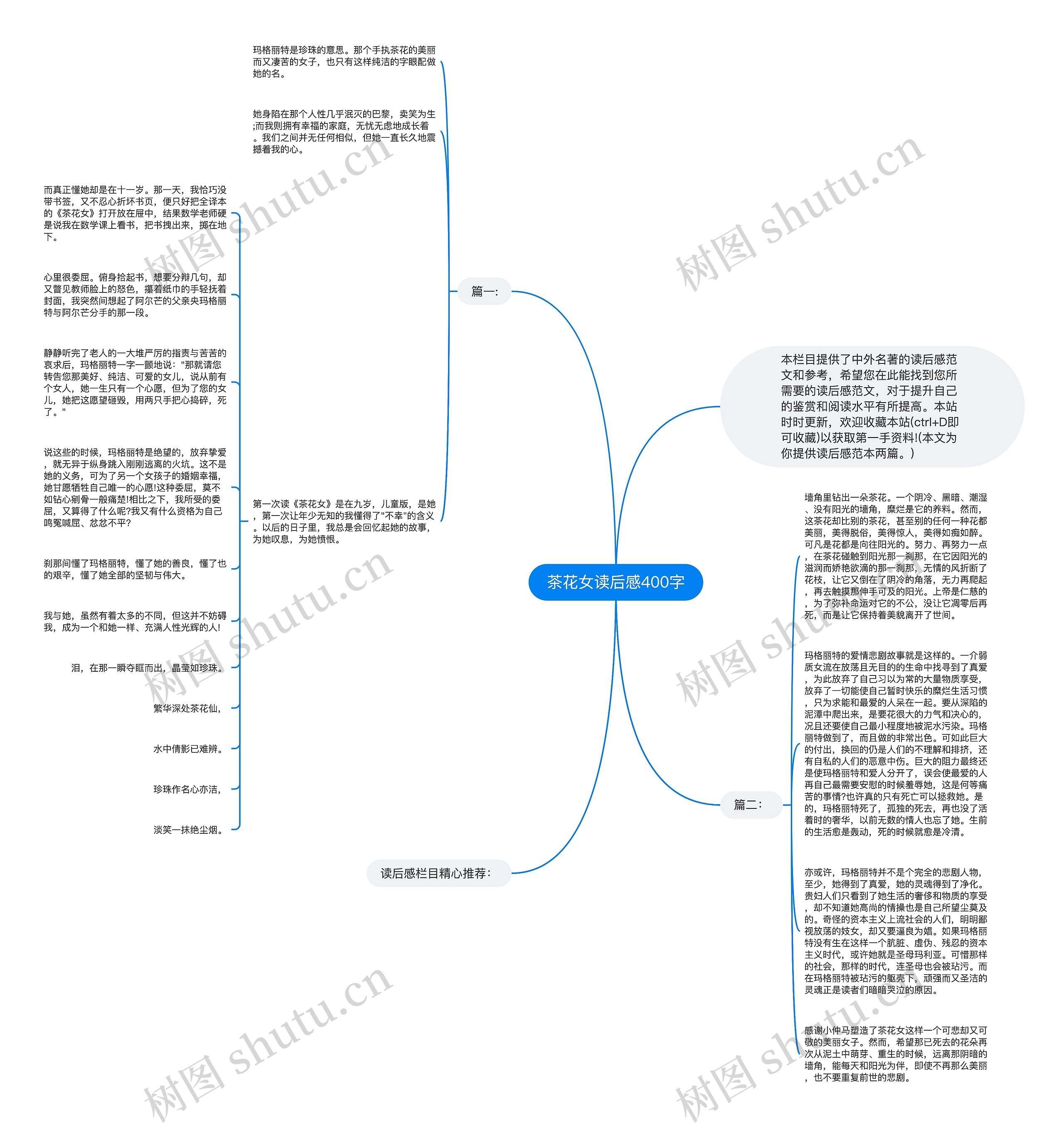 茶花女读后感400字思维导图