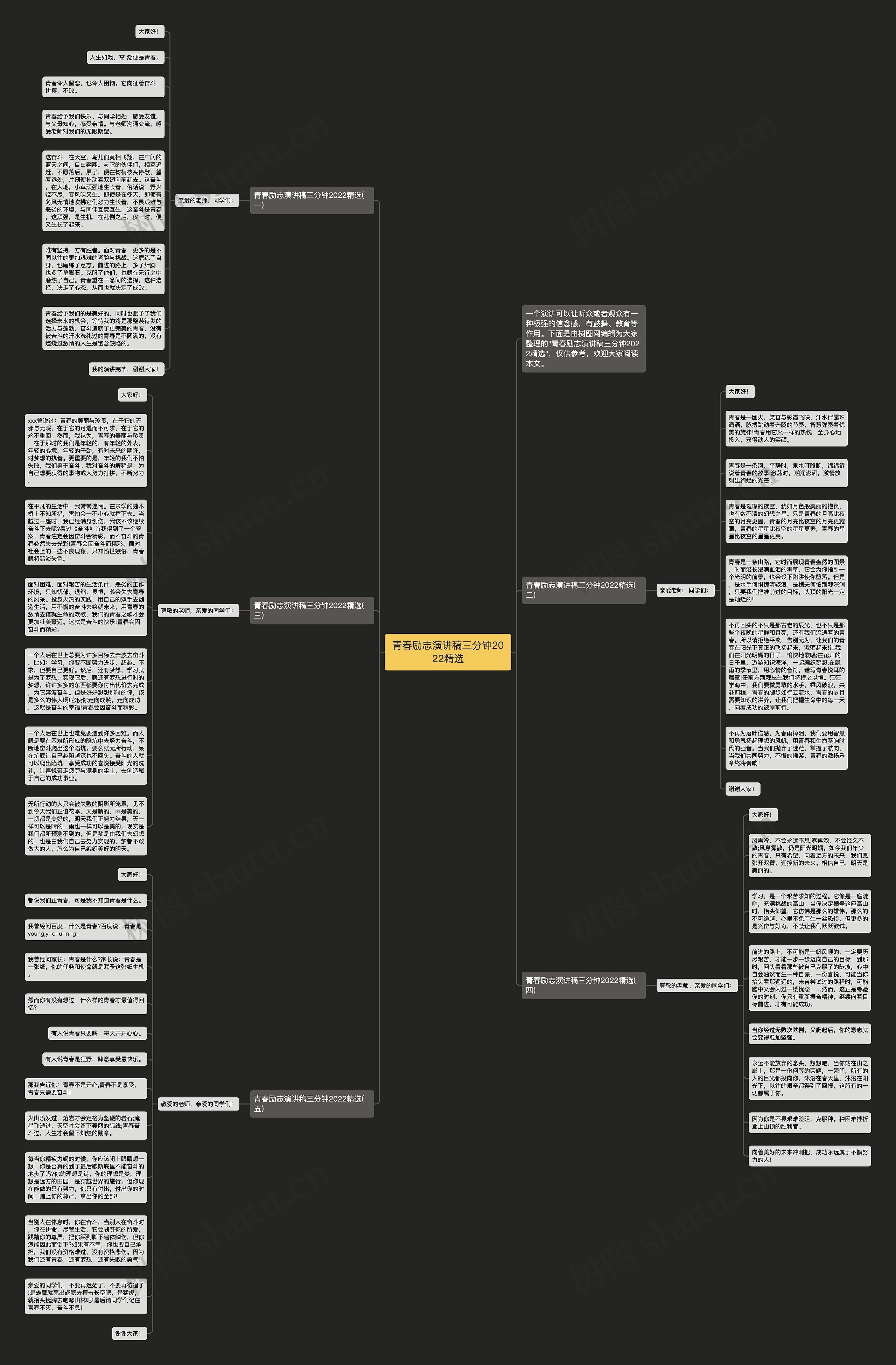 青春励志演讲稿三分钟2022精选思维导图