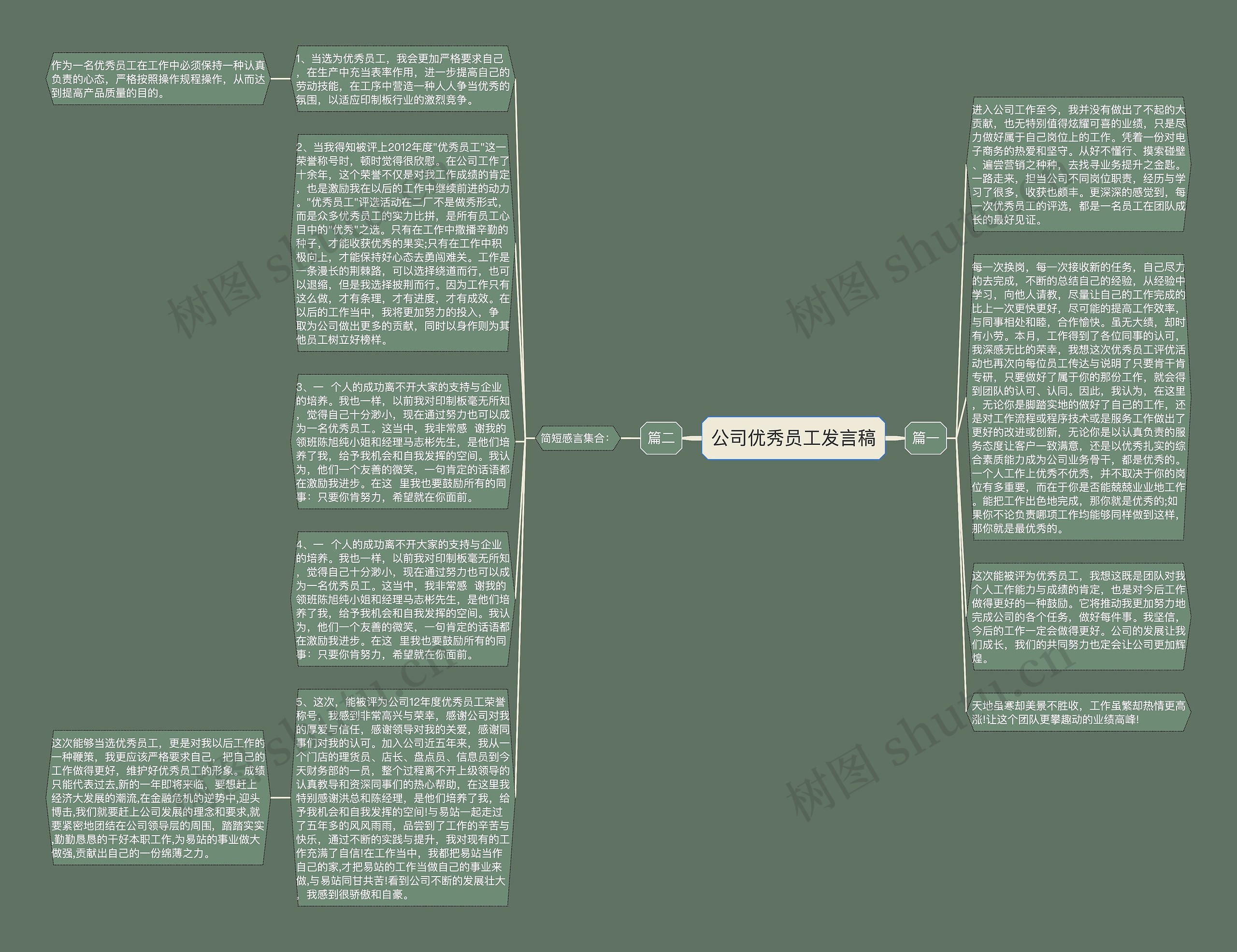 公司优秀员工发言稿思维导图
