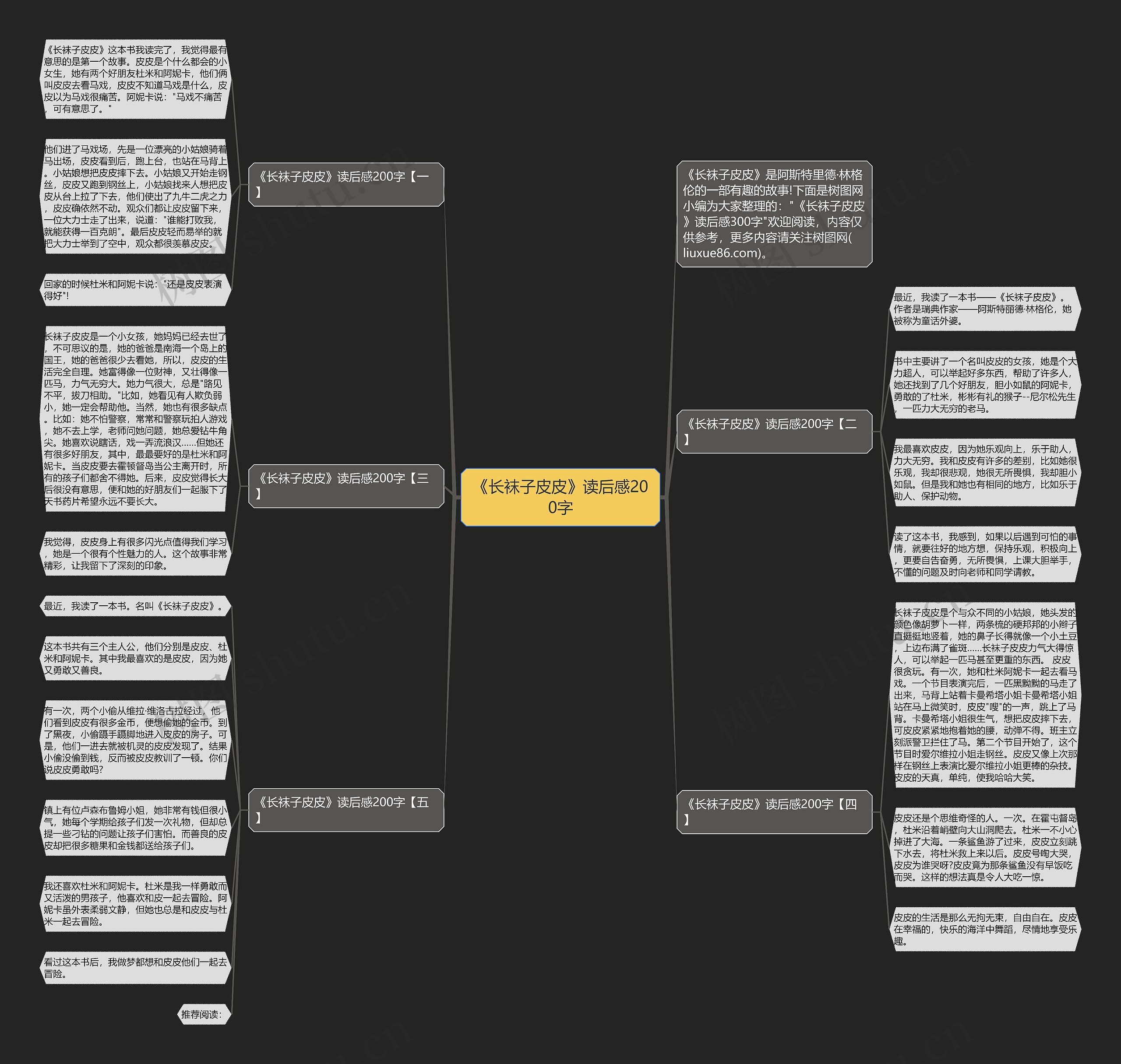 《长袜子皮皮》读后感200字思维导图