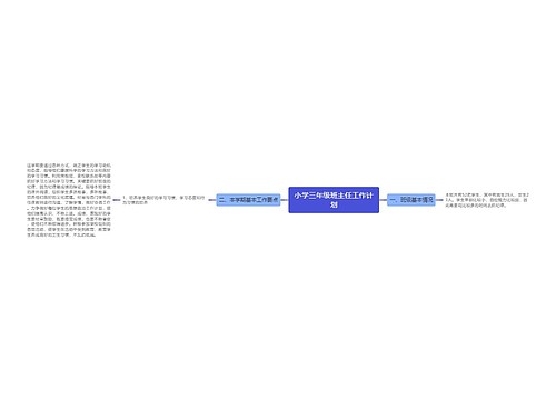 小学三年级班主任工作计划