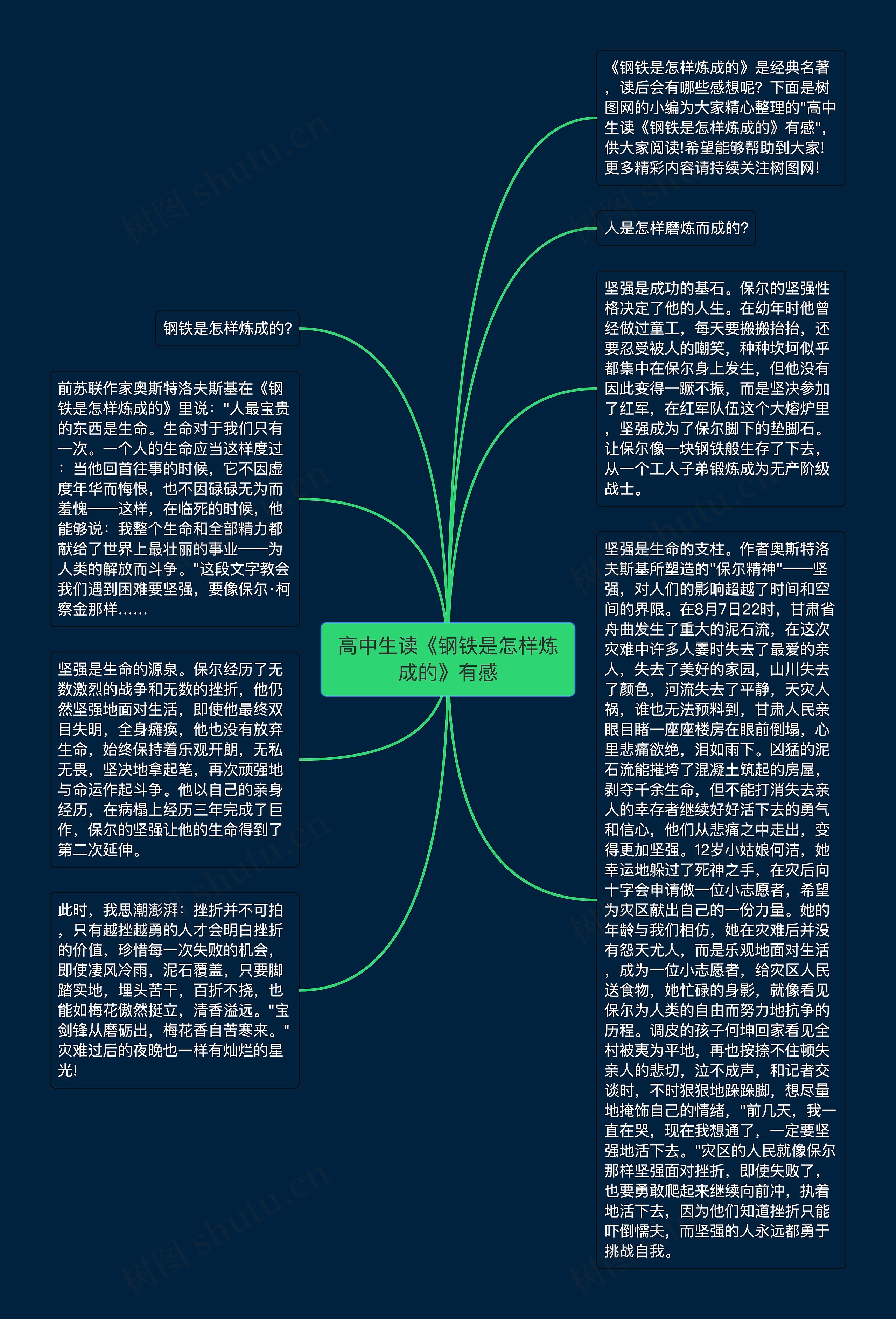 高中生读《钢铁是怎样炼成的》有感思维导图