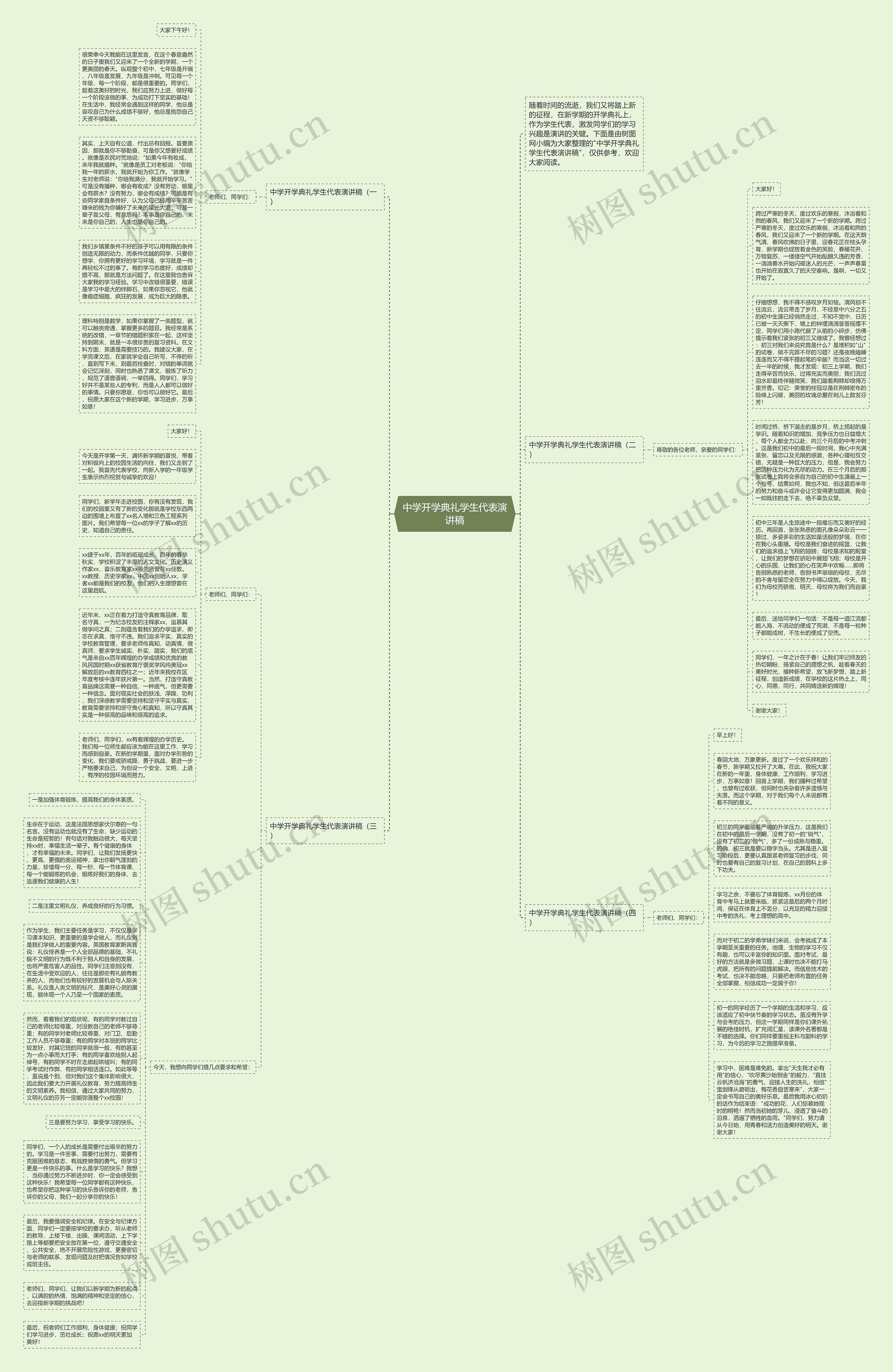 中学开学典礼学生代表演讲稿思维导图