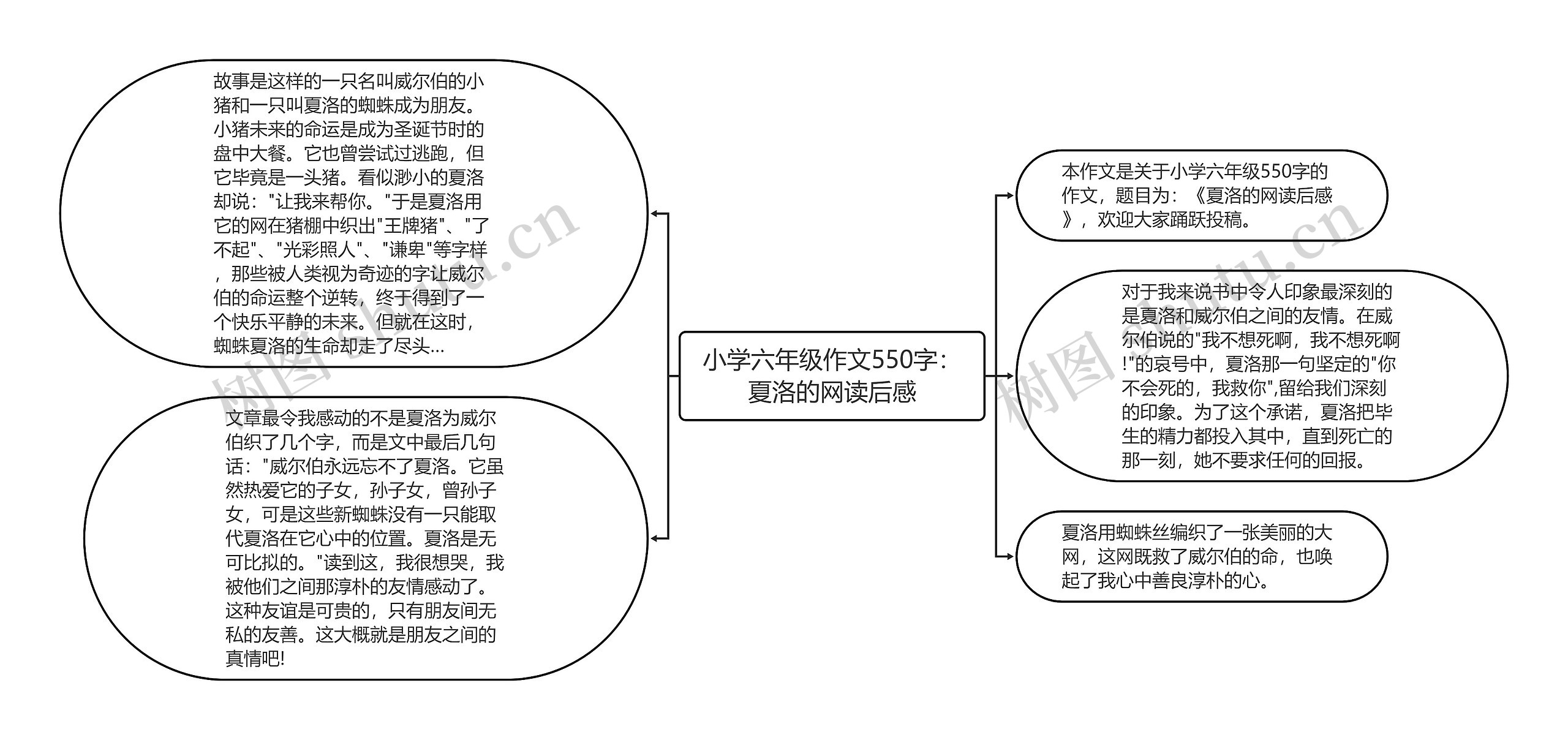 小学六年级作文550字：夏洛的网读后感思维导图