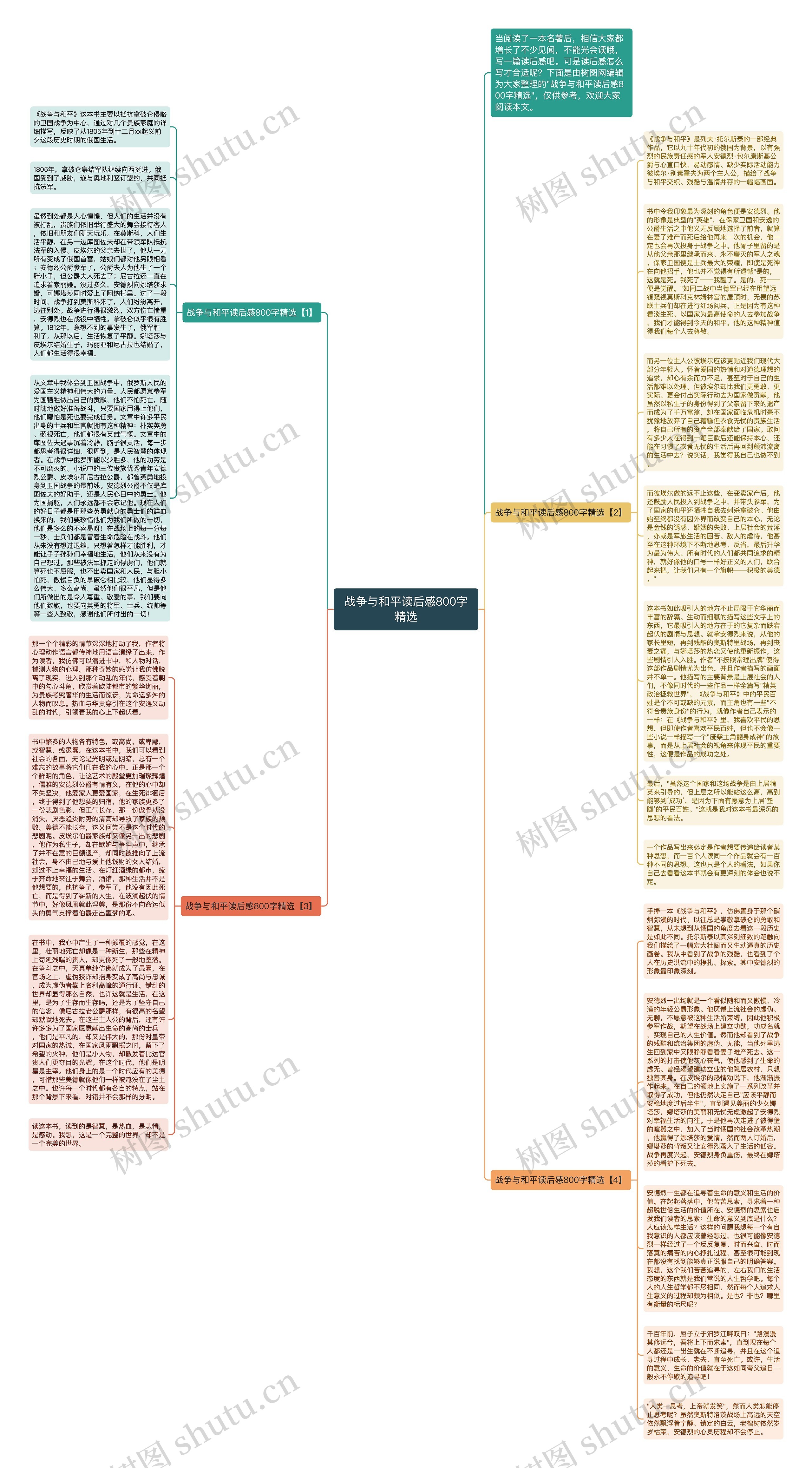 战争与和平读后感800字精选思维导图