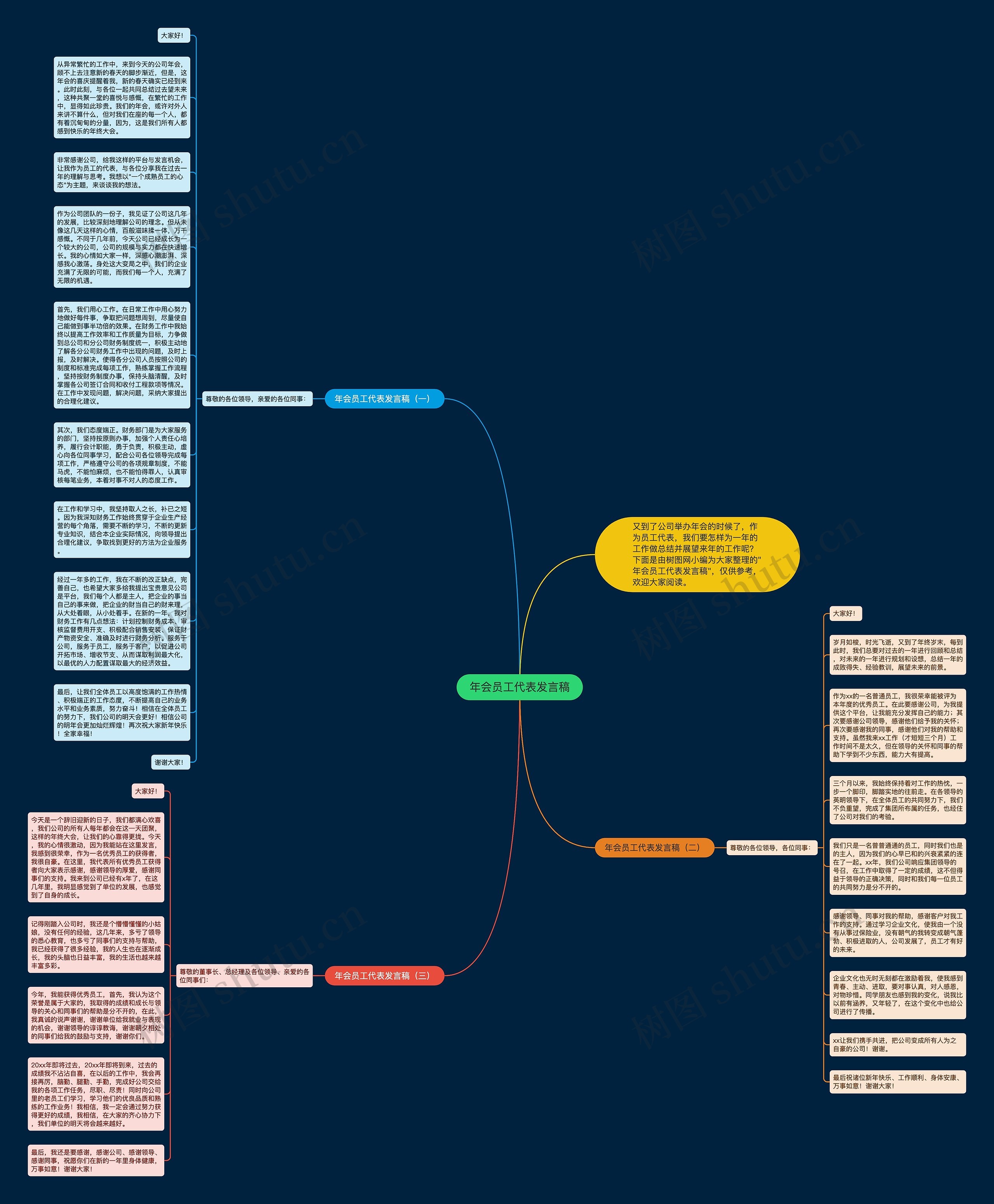 年会员工代表发言稿思维导图