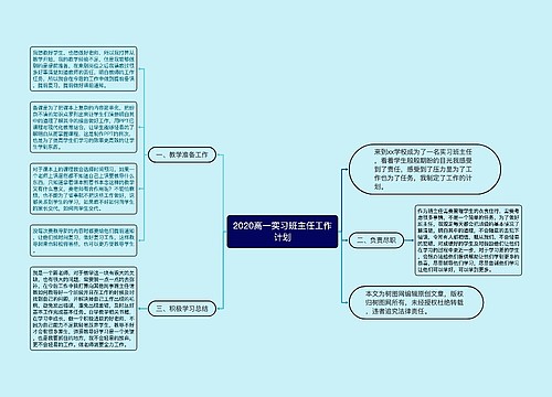 2020高一实习班主任工作计划