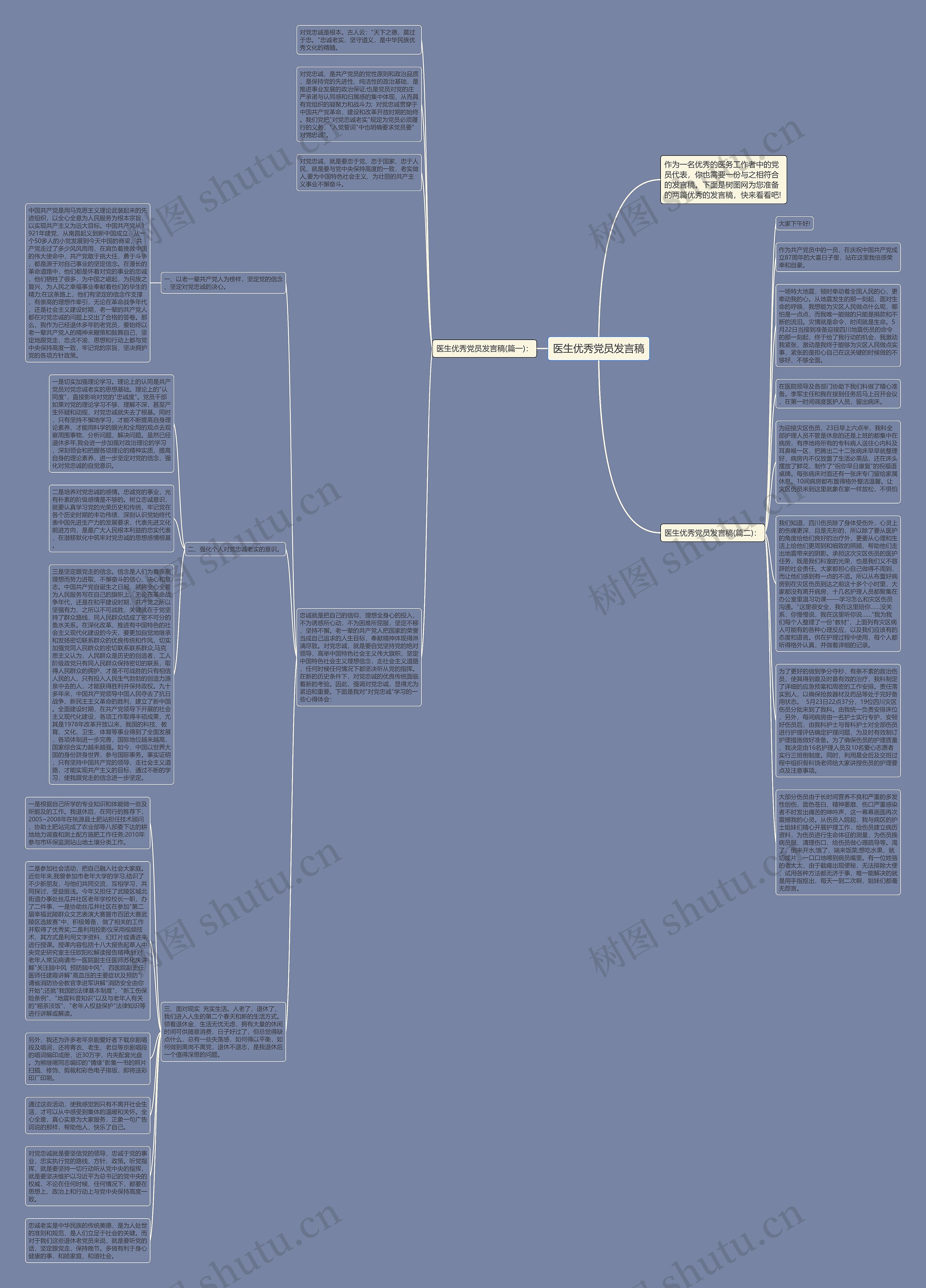 医生优秀党员发言稿思维导图