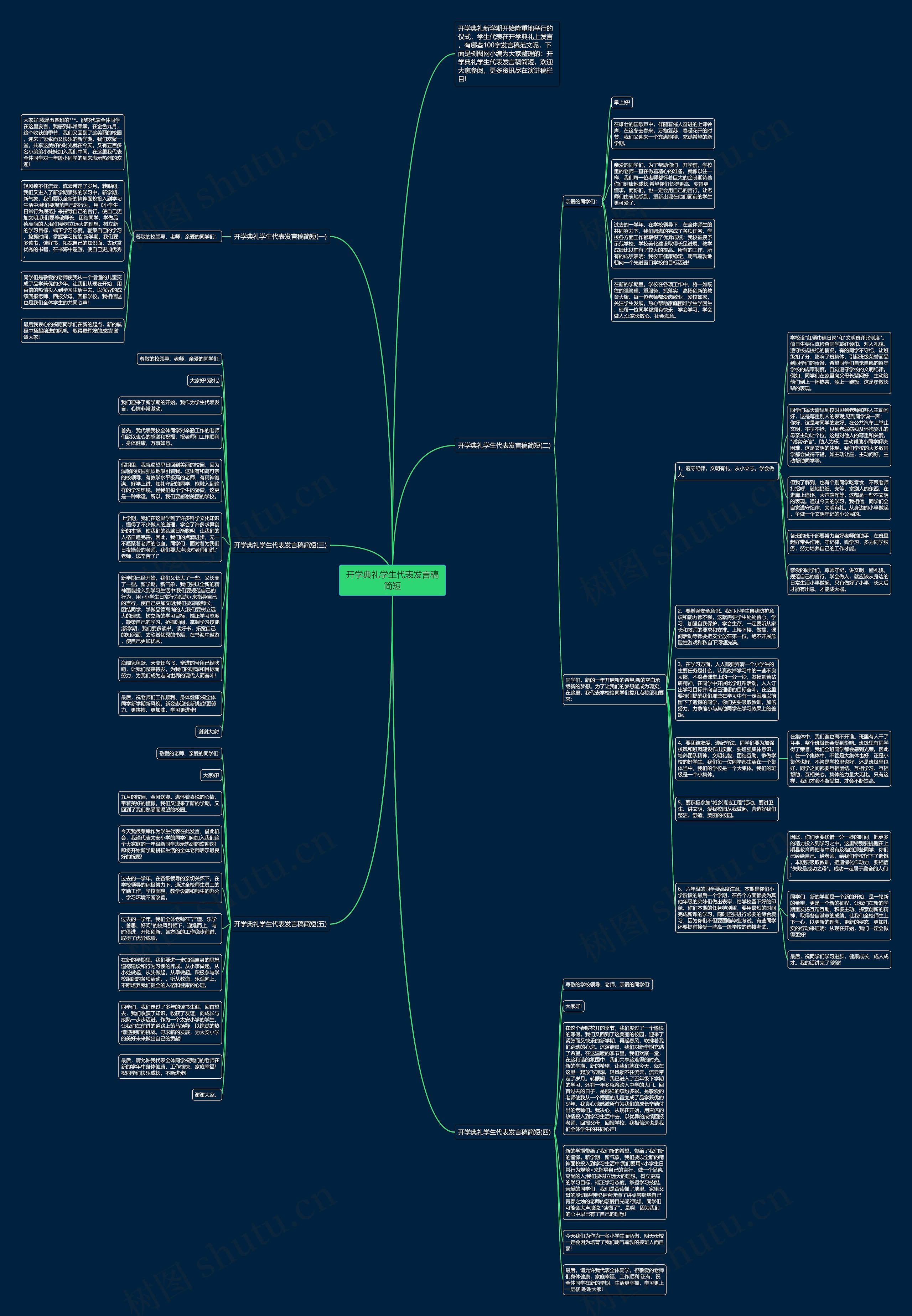 开学典礼学生代表发言稿简短思维导图
