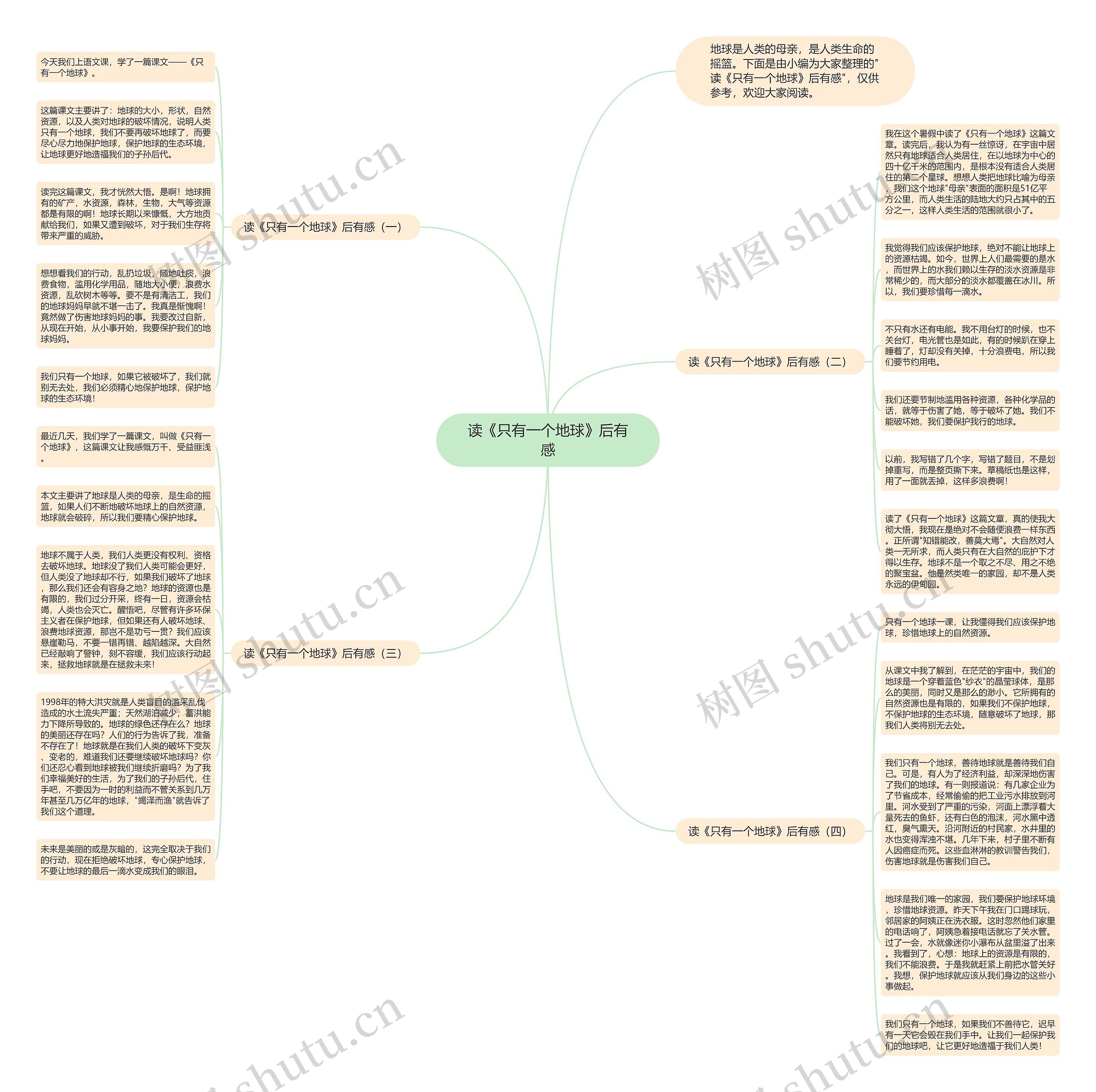 读《只有一个地球》后有感思维导图高清图 读《只有一个地球》后有感思维导图