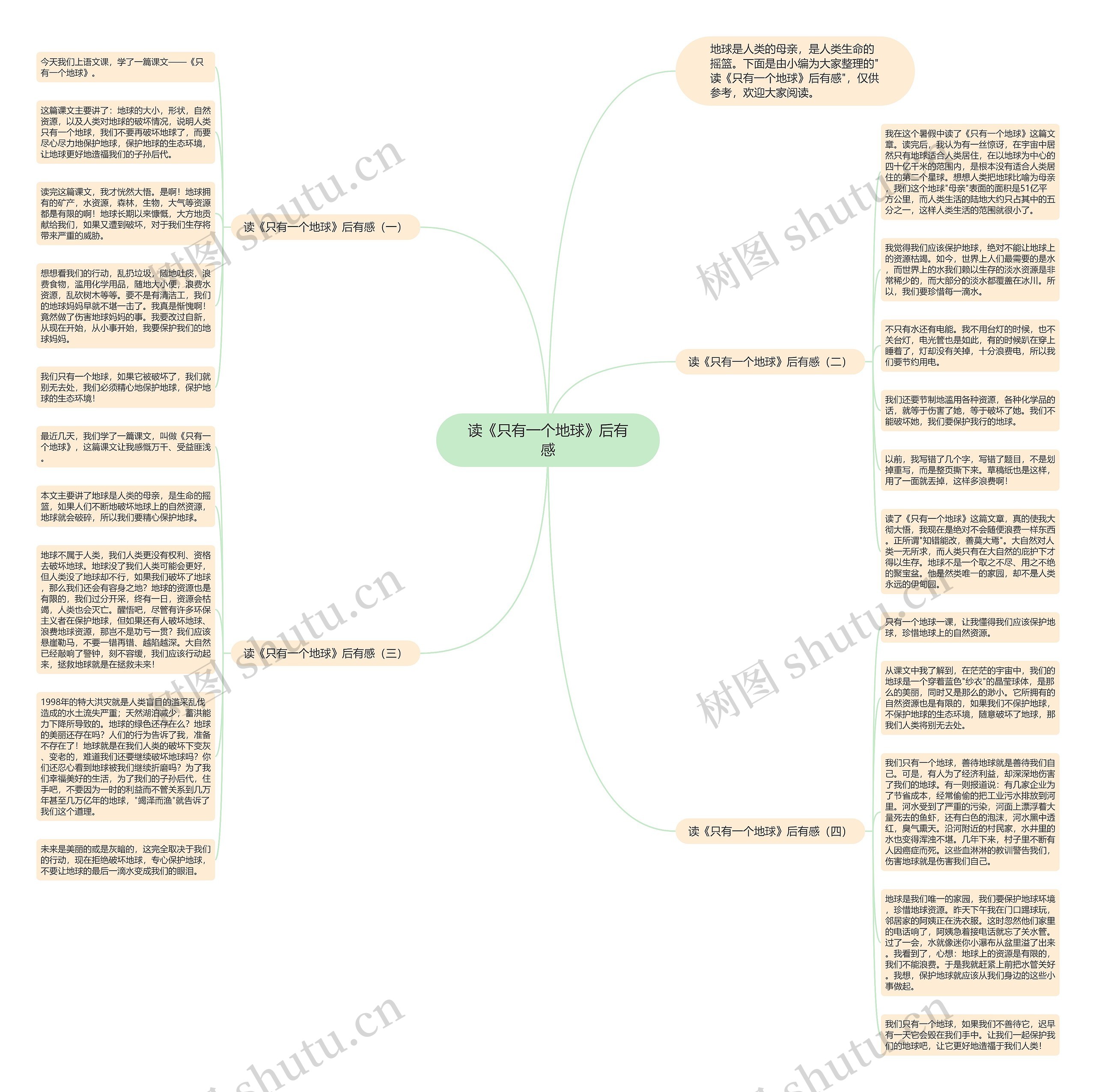 读《只有一个地球》后有感思维导图