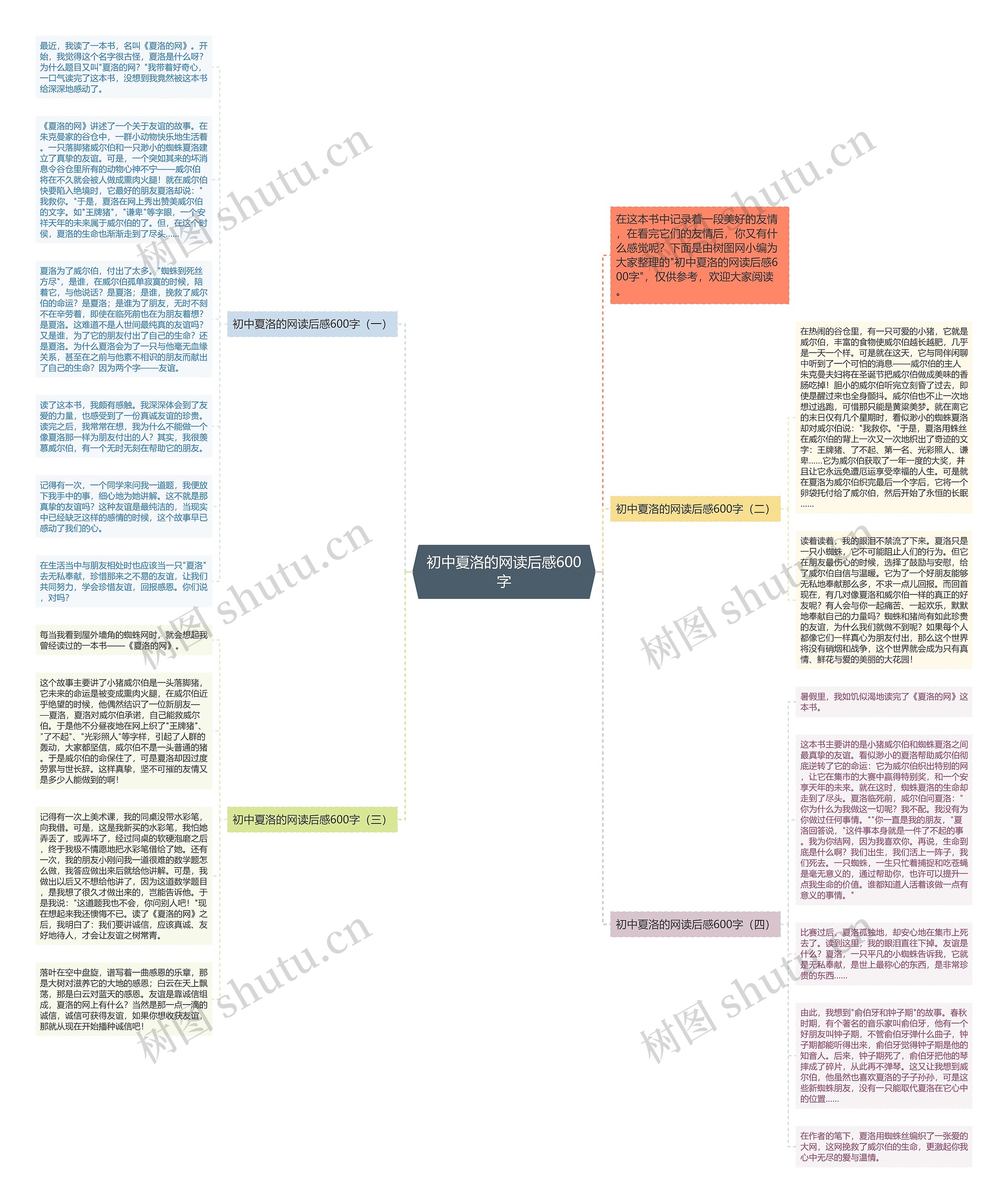 初中夏洛的网读后感600字思维导图