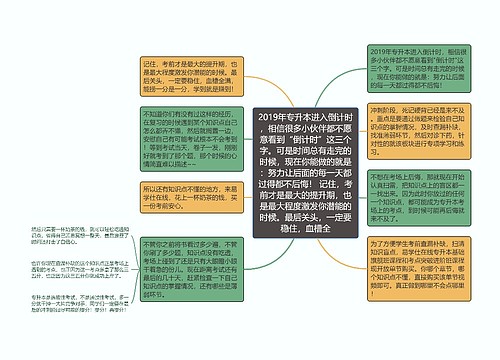 2019年专升本进入倒计时，相信很多小伙伴都不愿意看到“倒计时”这三个字。可是时间总有走完的时候，现在你能做的就是：努力让后面的每一天都过得都不后悔！ 记住，考前才是最大的提升期，也是最大程度激发你潜能的时候。最后关头，一定要稳住，血槽全