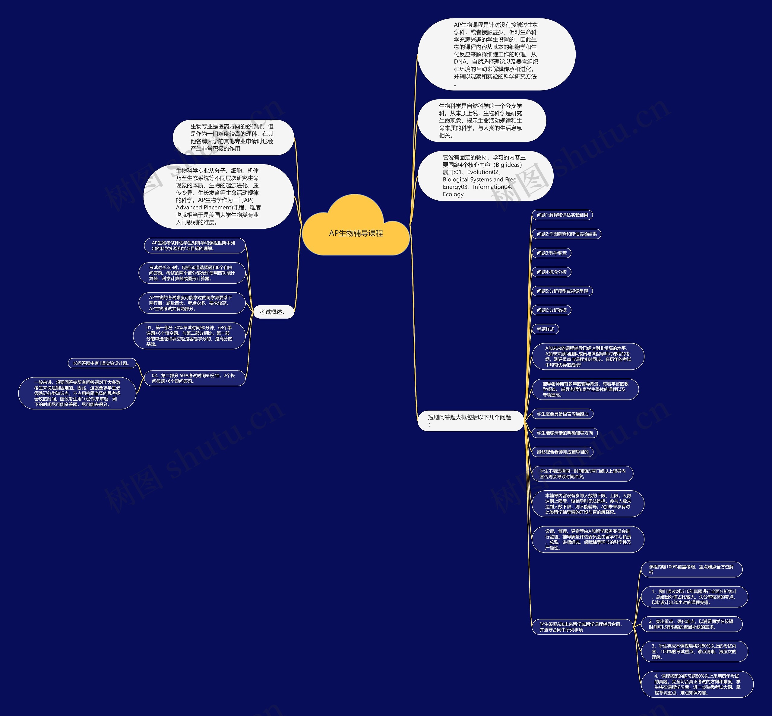 AP生物辅导课程思维导图高清图 AP生物辅导课程思维导图