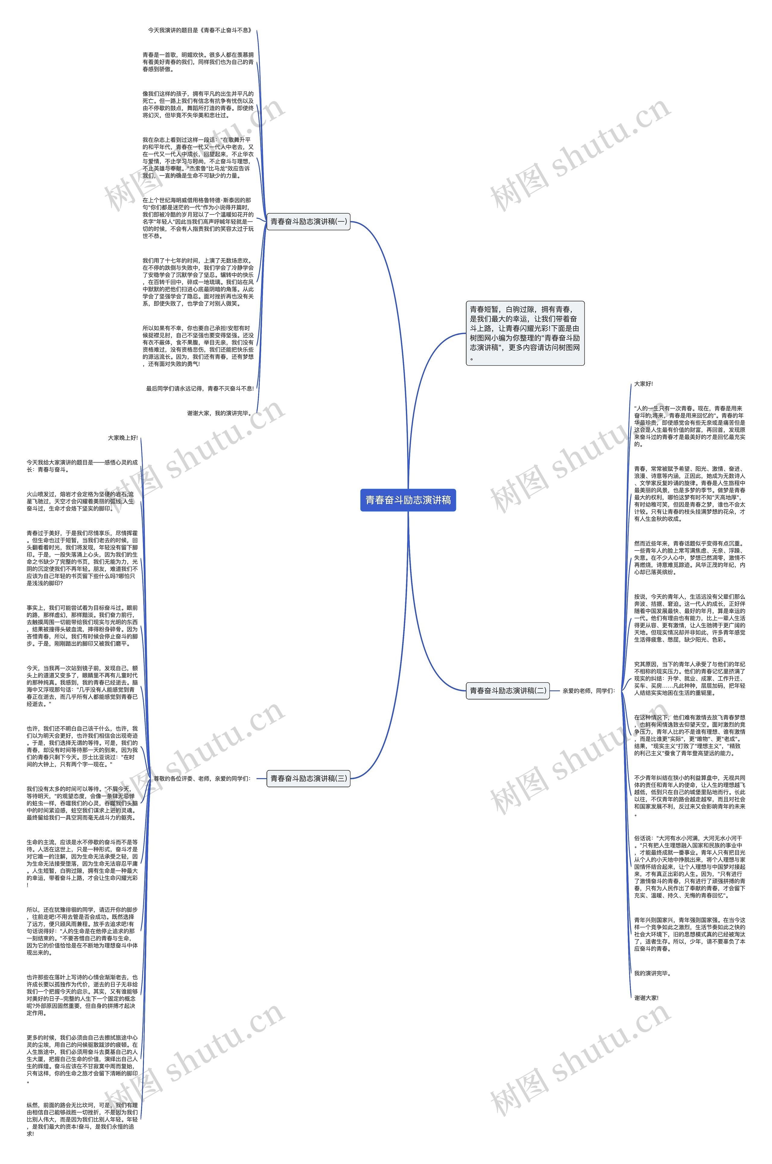 青春奋斗励志演讲稿思维导图
