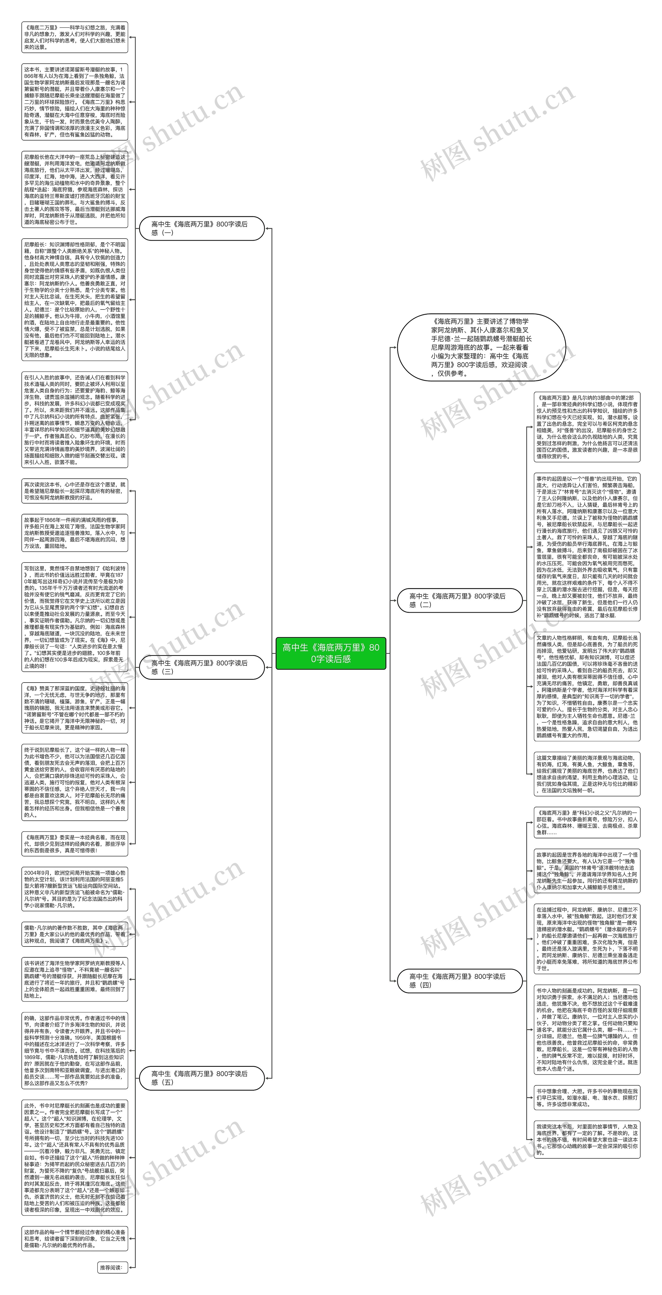 高中生《海底两万里》800字读后感思维导图