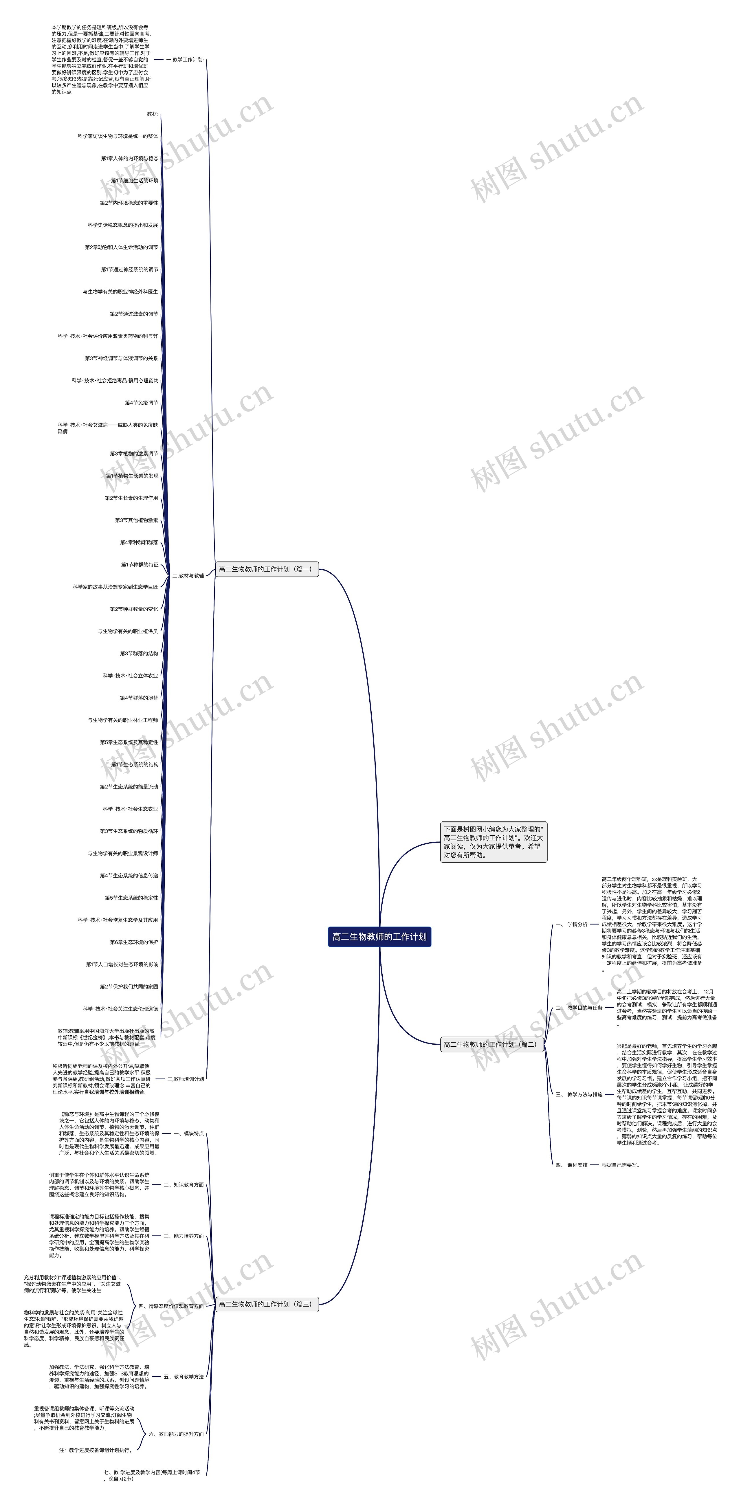 高二生物教师的工作计划思维导图
