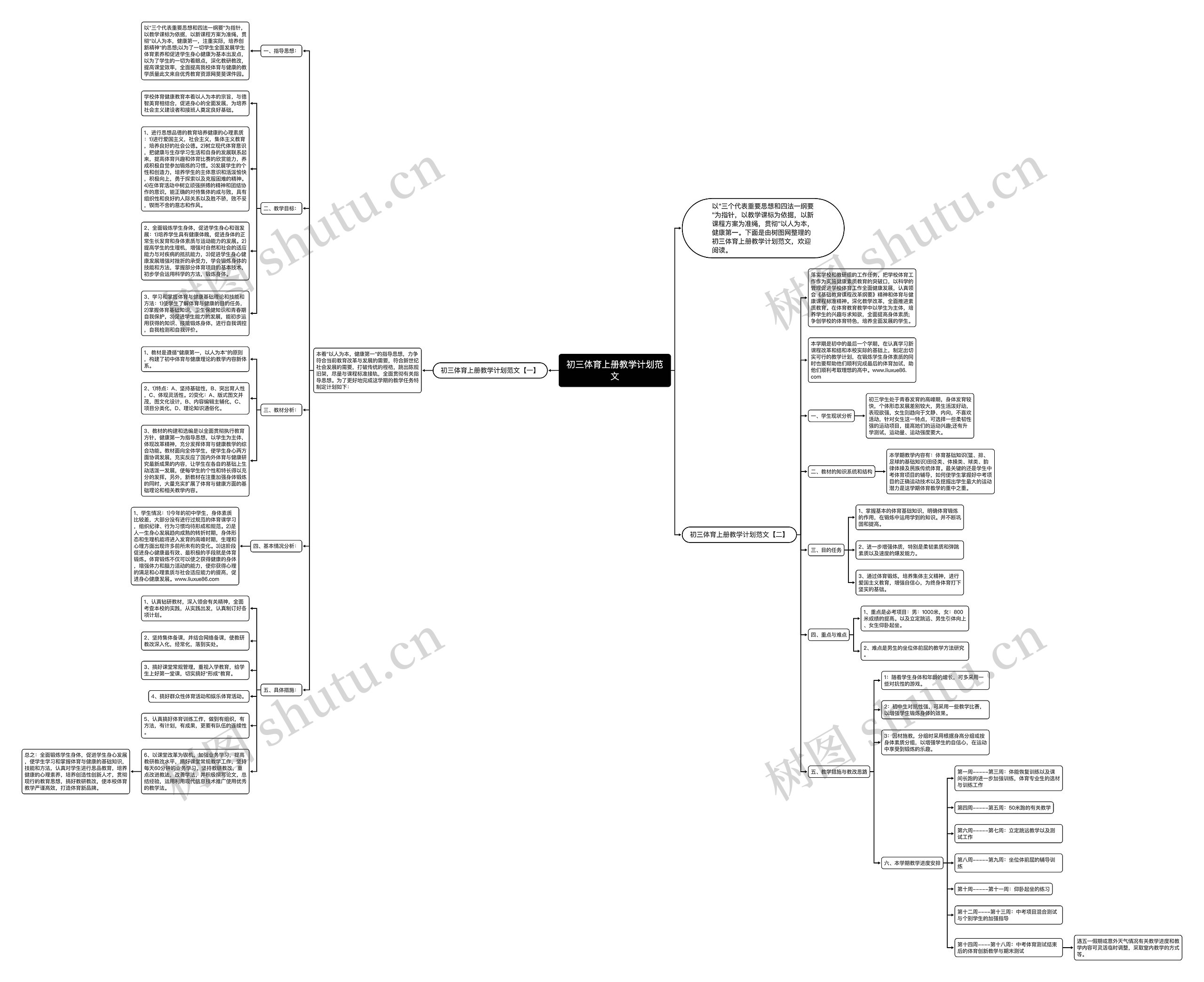 初三体育上册教学计划范文思维导图
