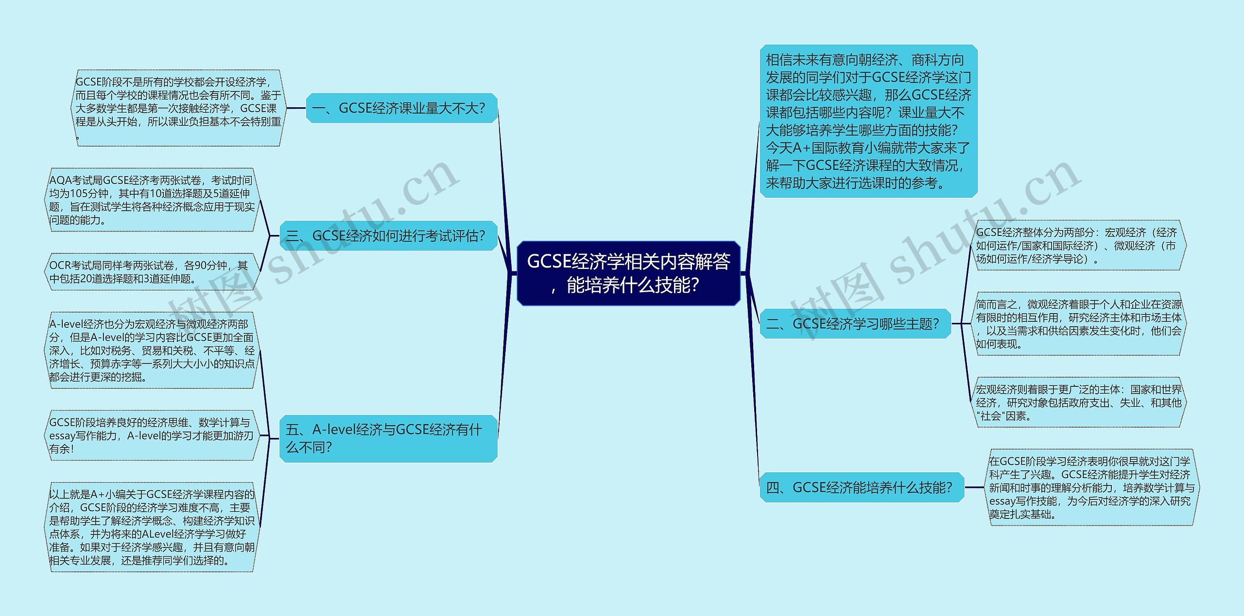 GCSE经济学相关内容解答，能培养什么技能？思维导图