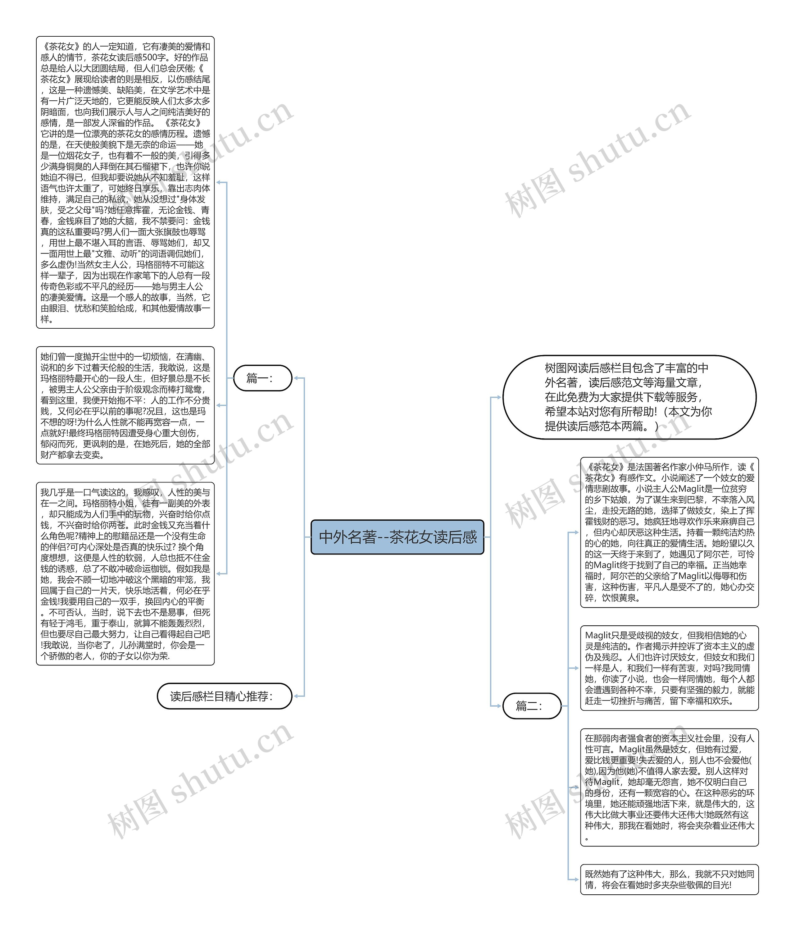 中外名著--茶花女读后感思维导图