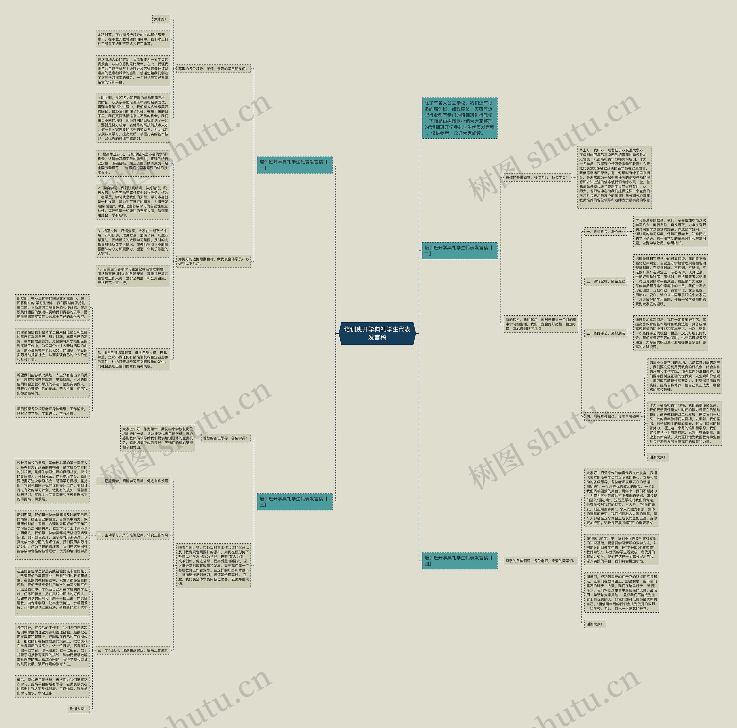 培训班开学典礼学生代表发言稿思维导图
