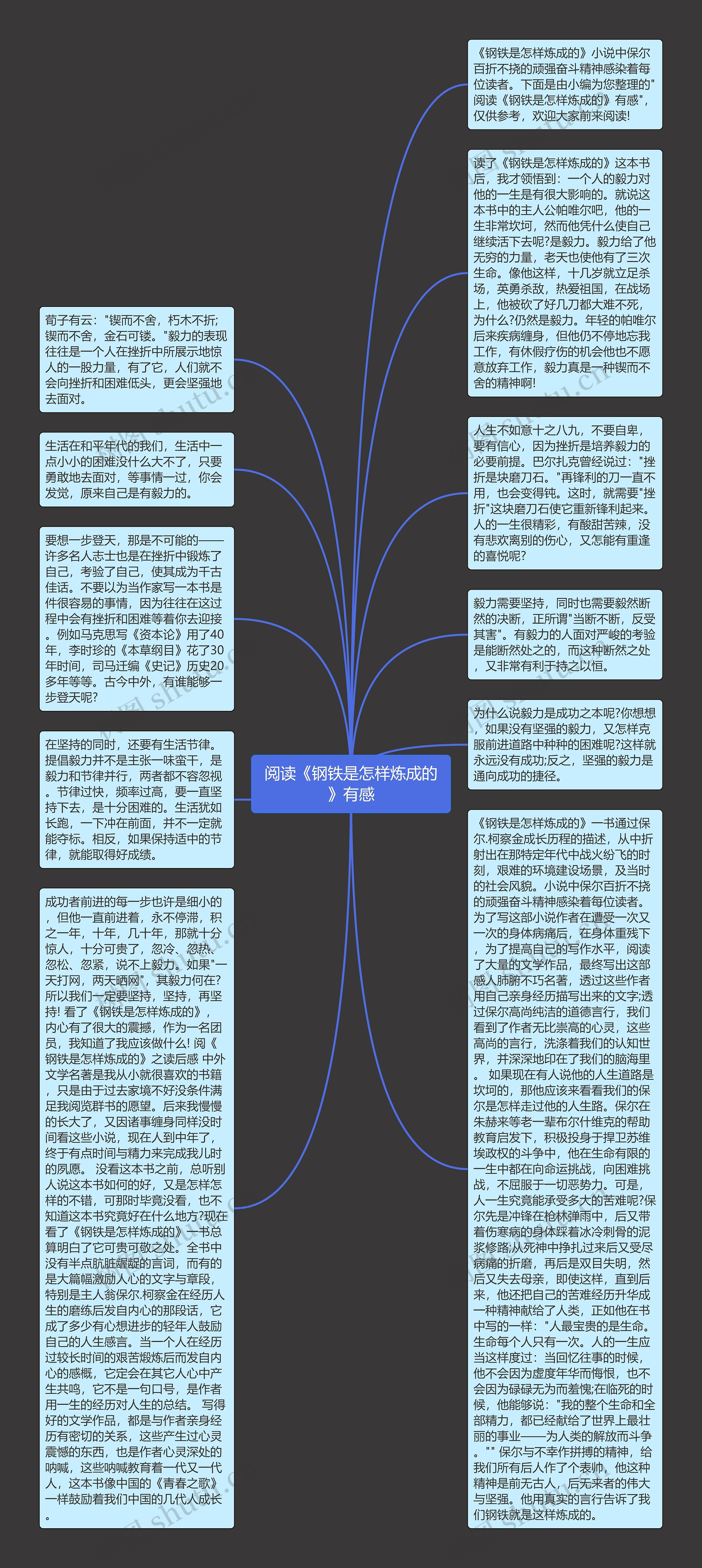 阅读《钢铁是怎样炼成的》有感思维导图