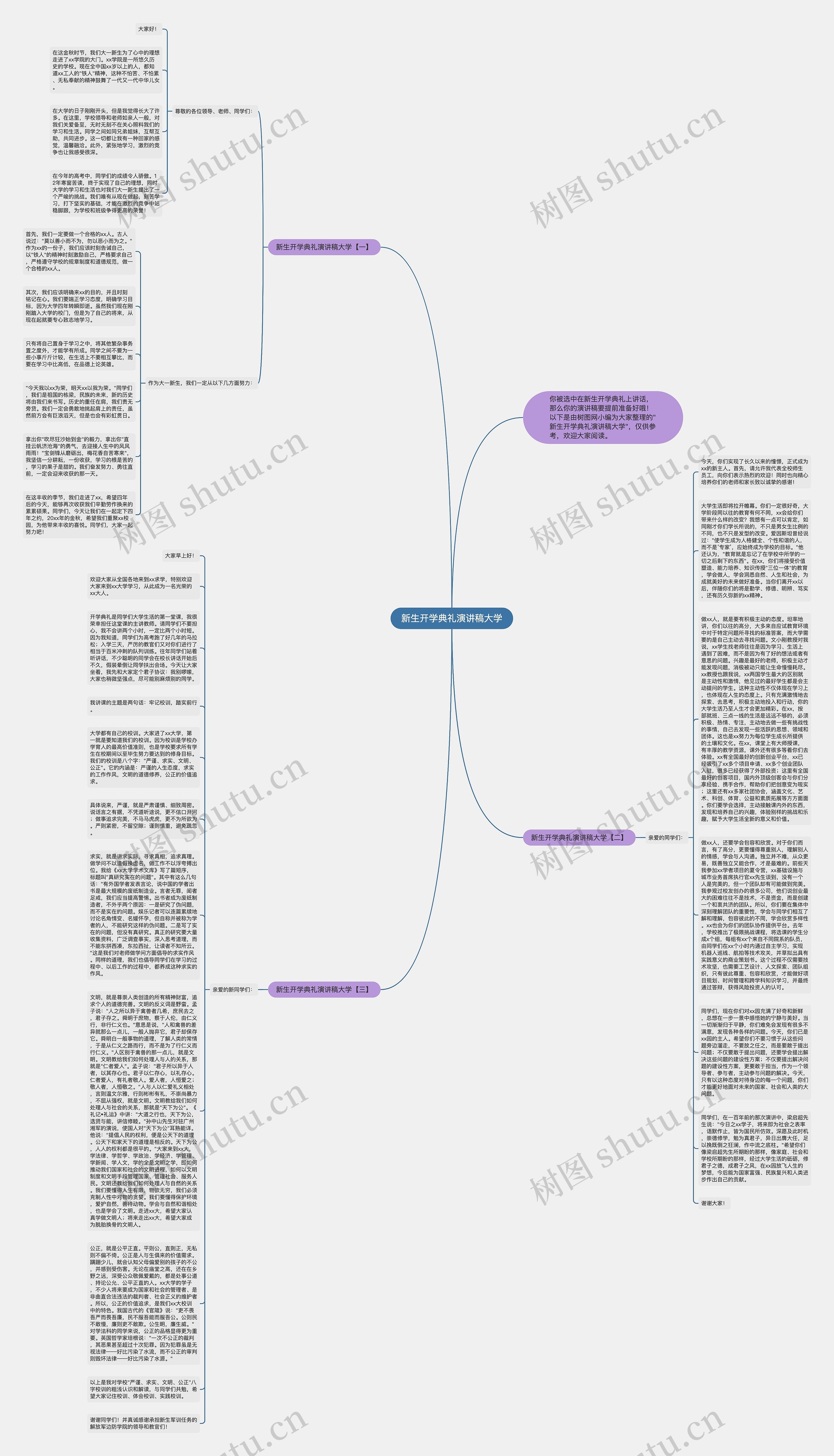 新生开学典礼演讲稿大学思维导图