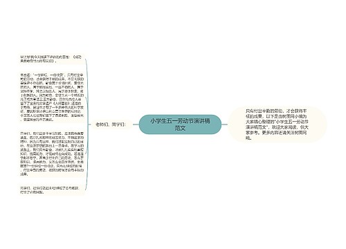 小学生五一劳动节演讲稿范文