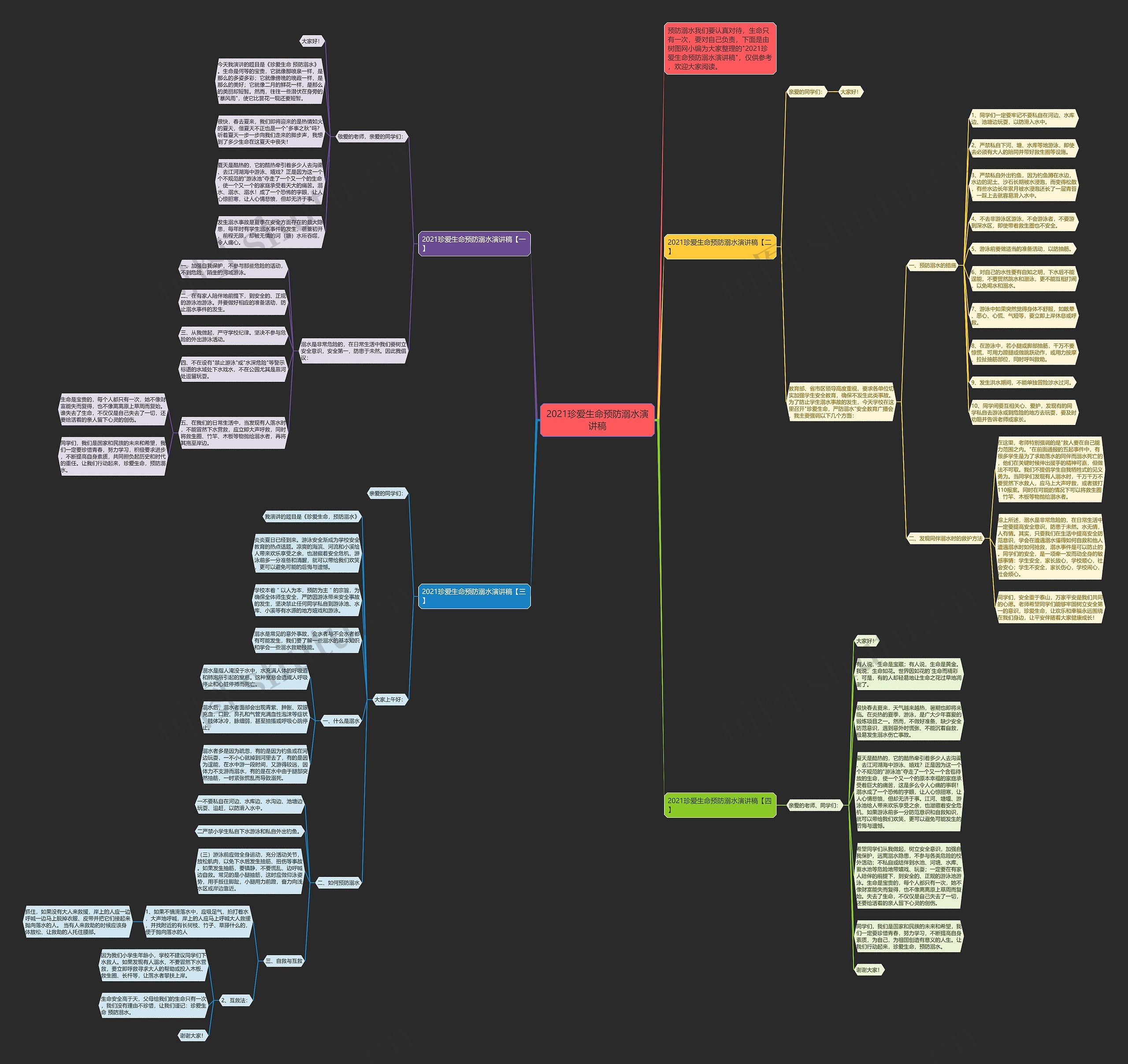 2021珍爱生命预防溺水演讲稿思维导图