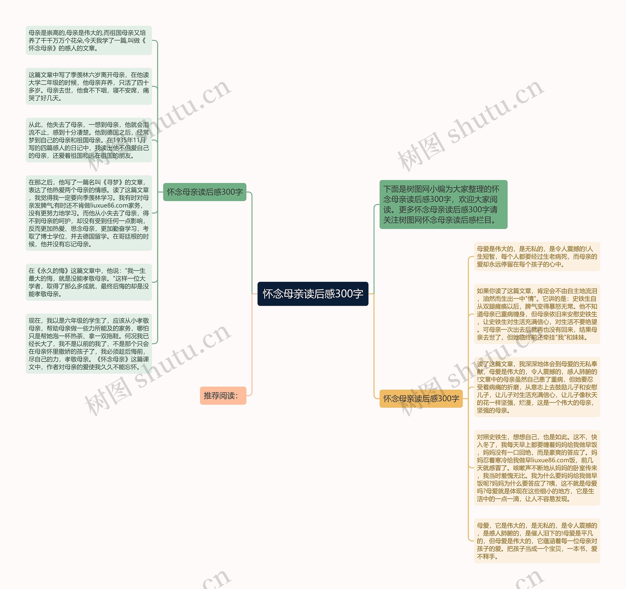 怀念母亲读后感300字思维导图