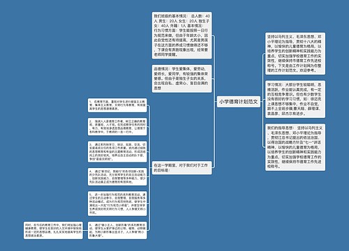 小学德育计划范文