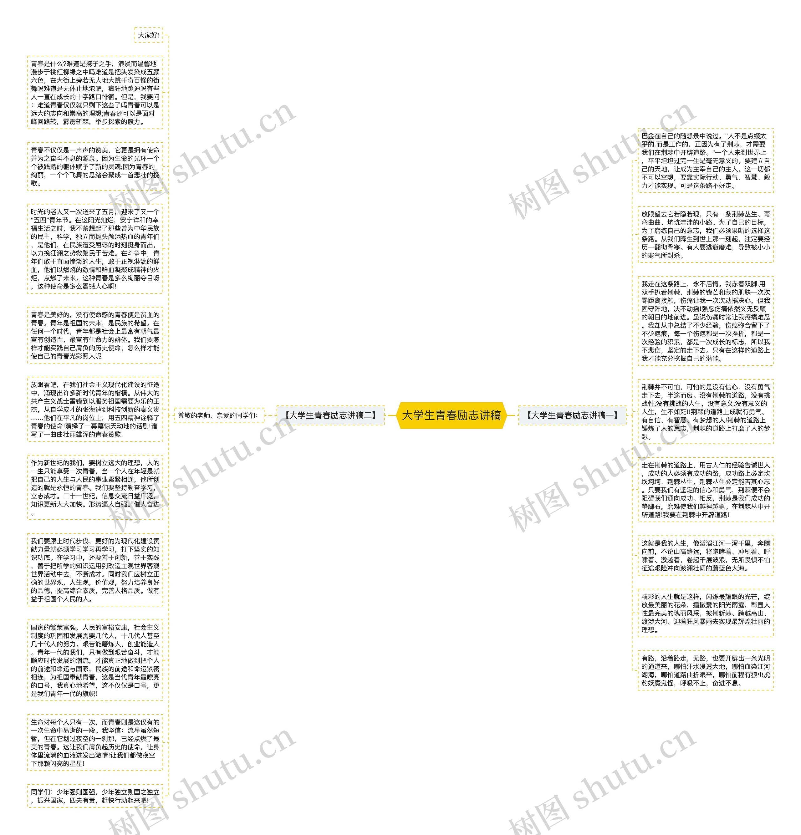 大学生青春励志讲稿思维导图