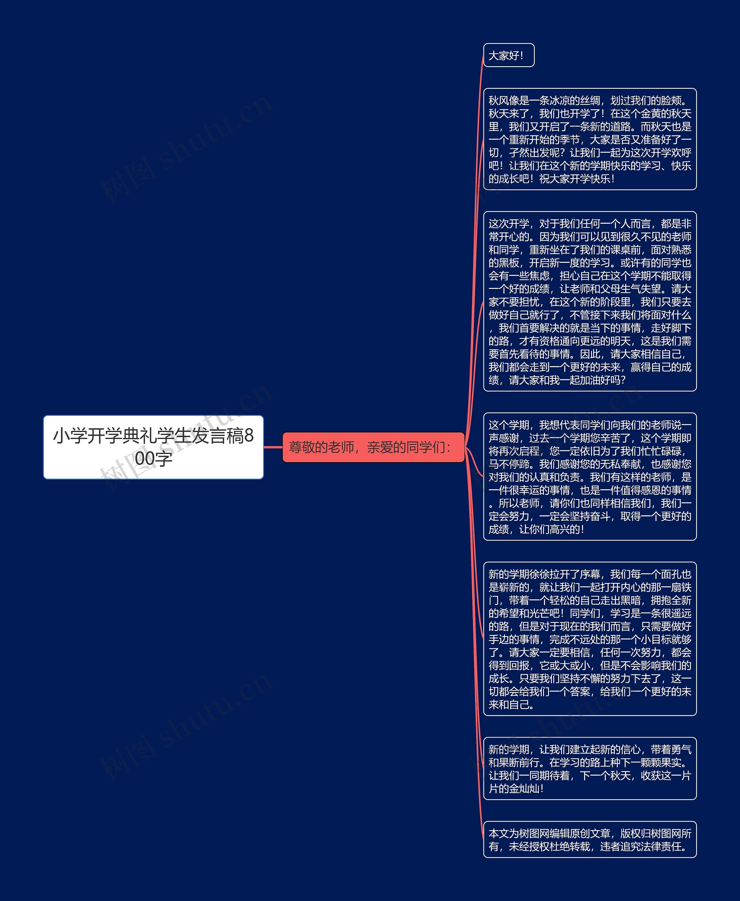 小学开学典礼学生发言稿800字思维导图