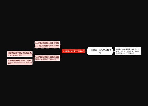 一年级班主任安全工作计划