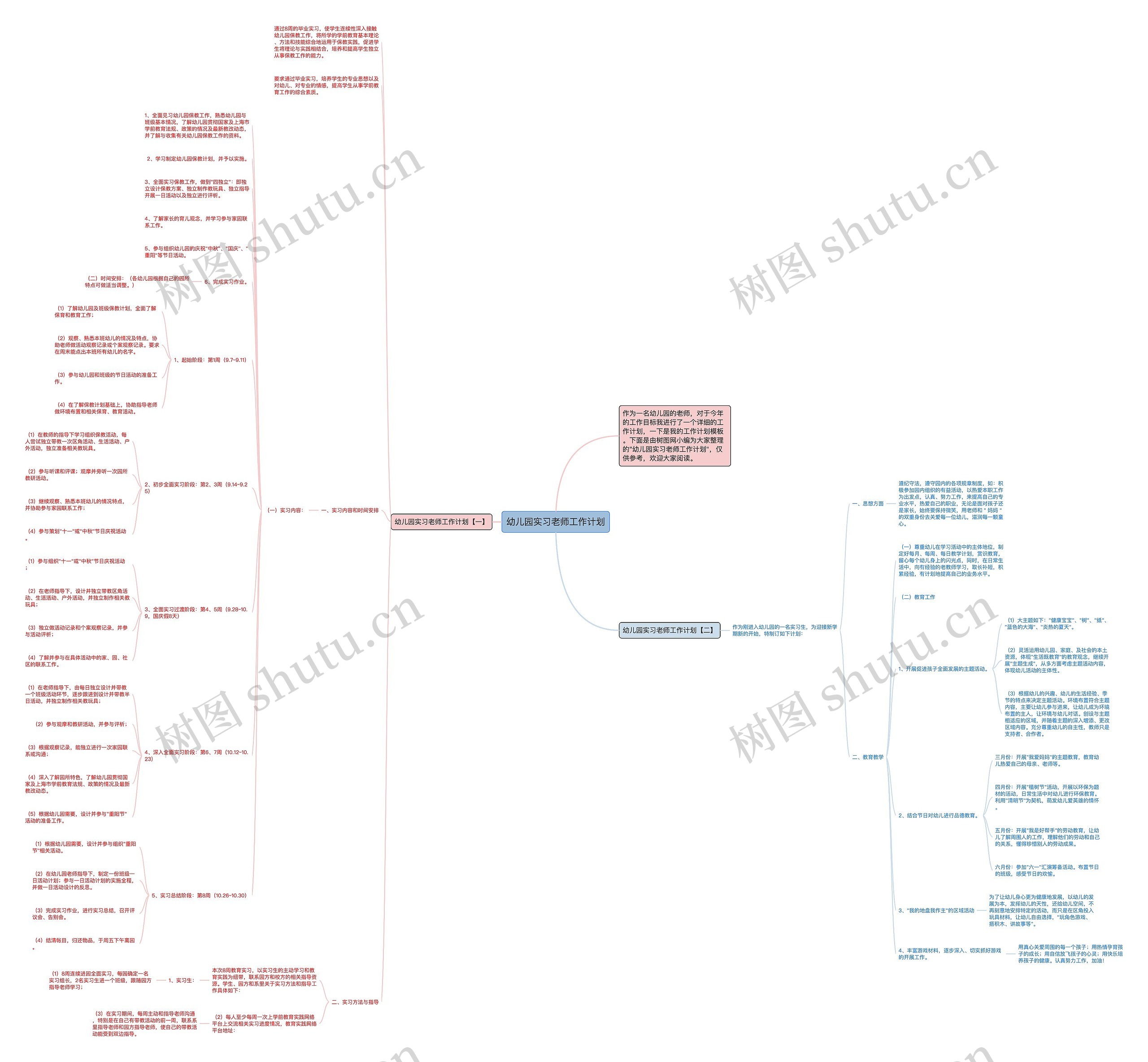 幼儿园实习老师工作计划思维导图