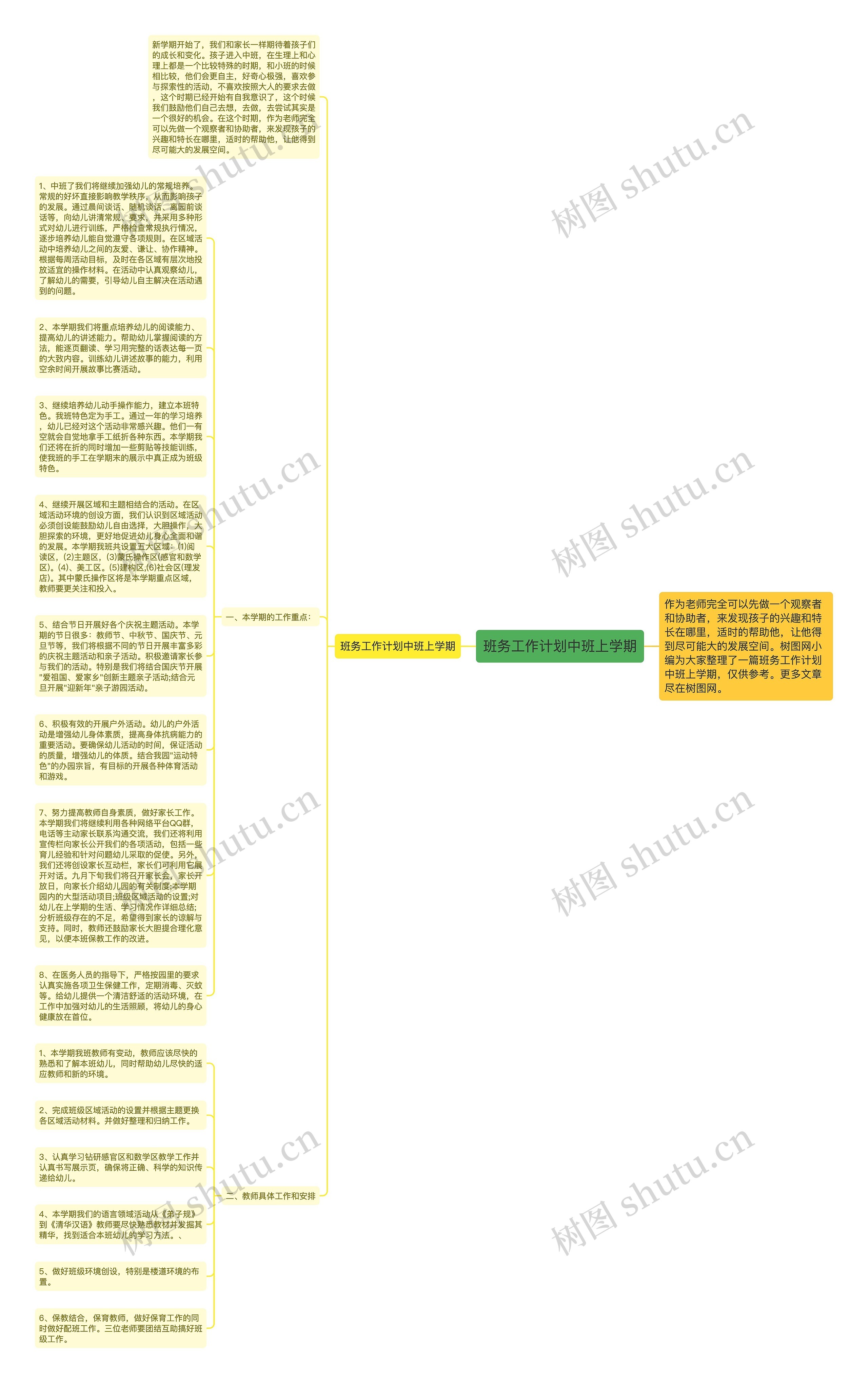 班务工作计划中班上学期