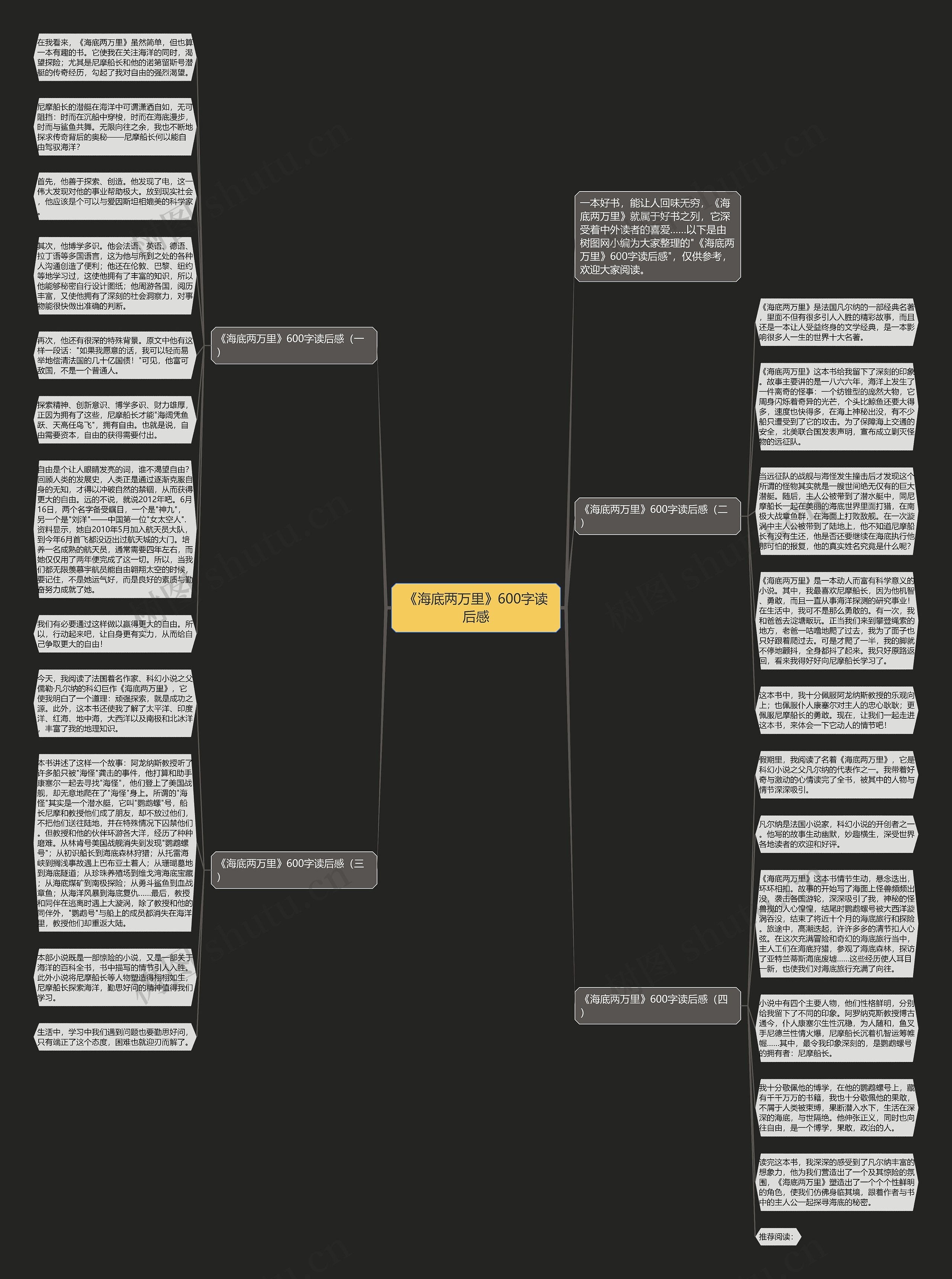 《海底两万里》600字读后感思维导图
