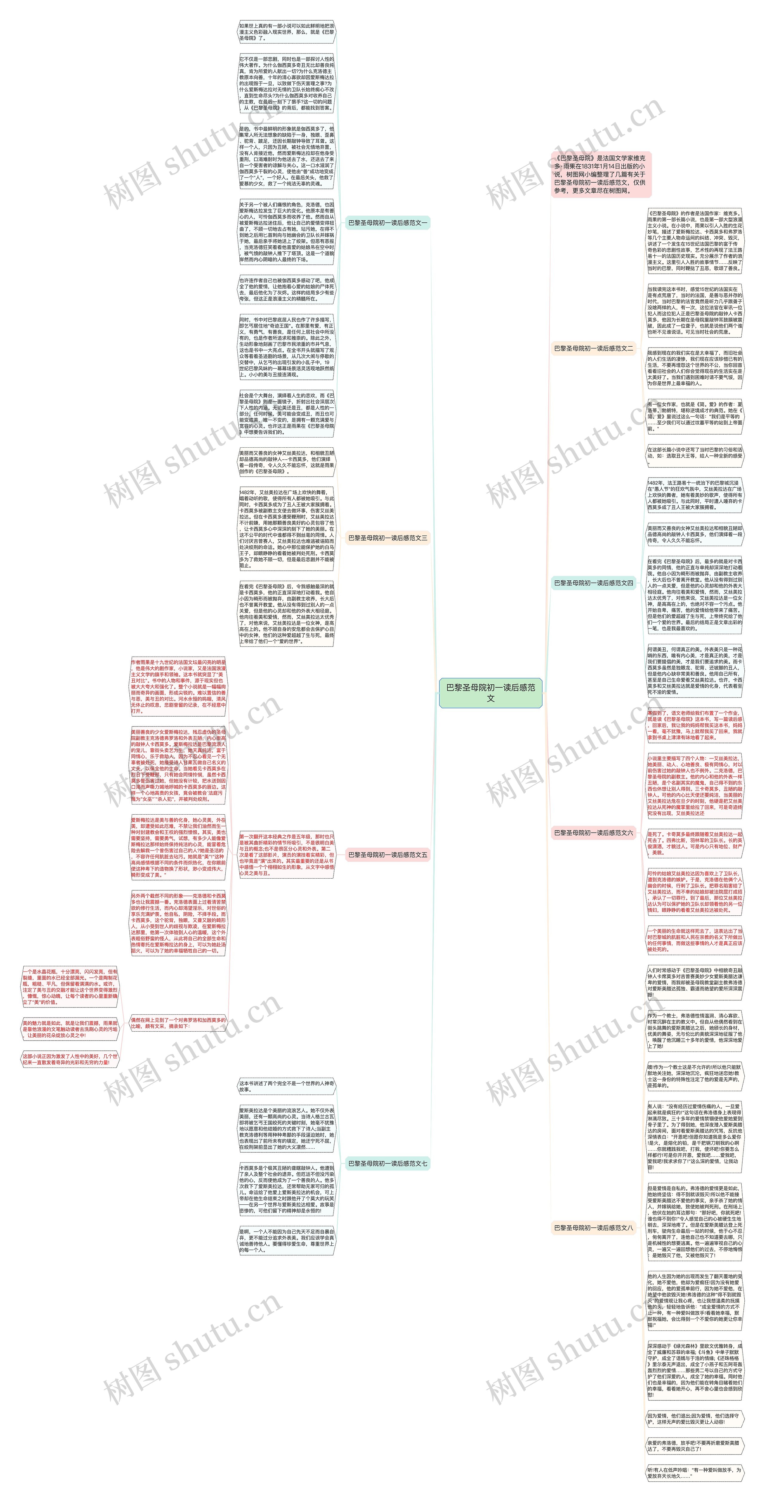 巴黎圣母院初一读后感范文思维导图