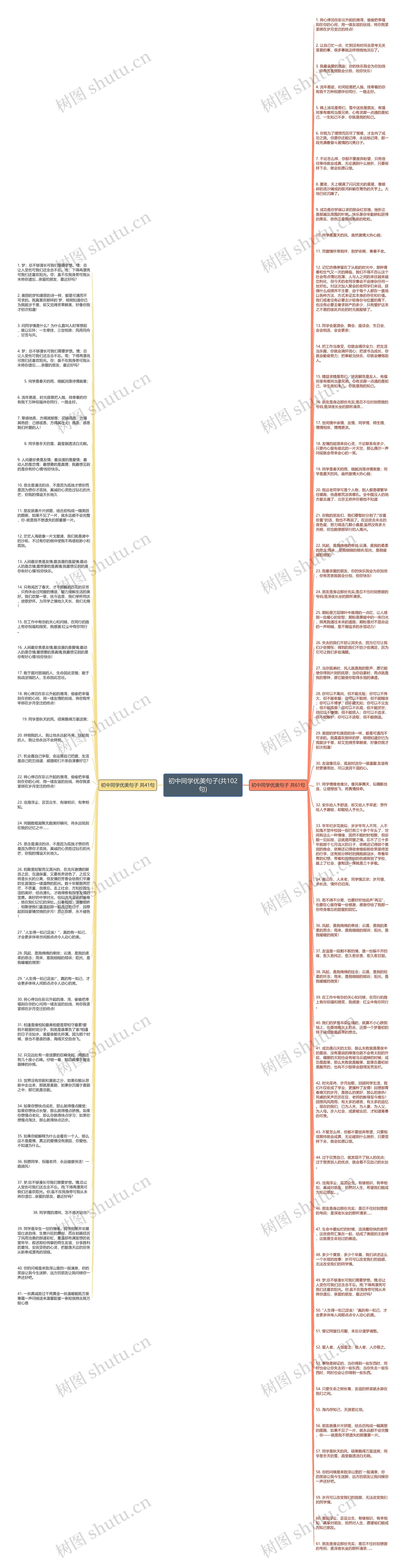 初中同学优美句子(共102句)思维导图