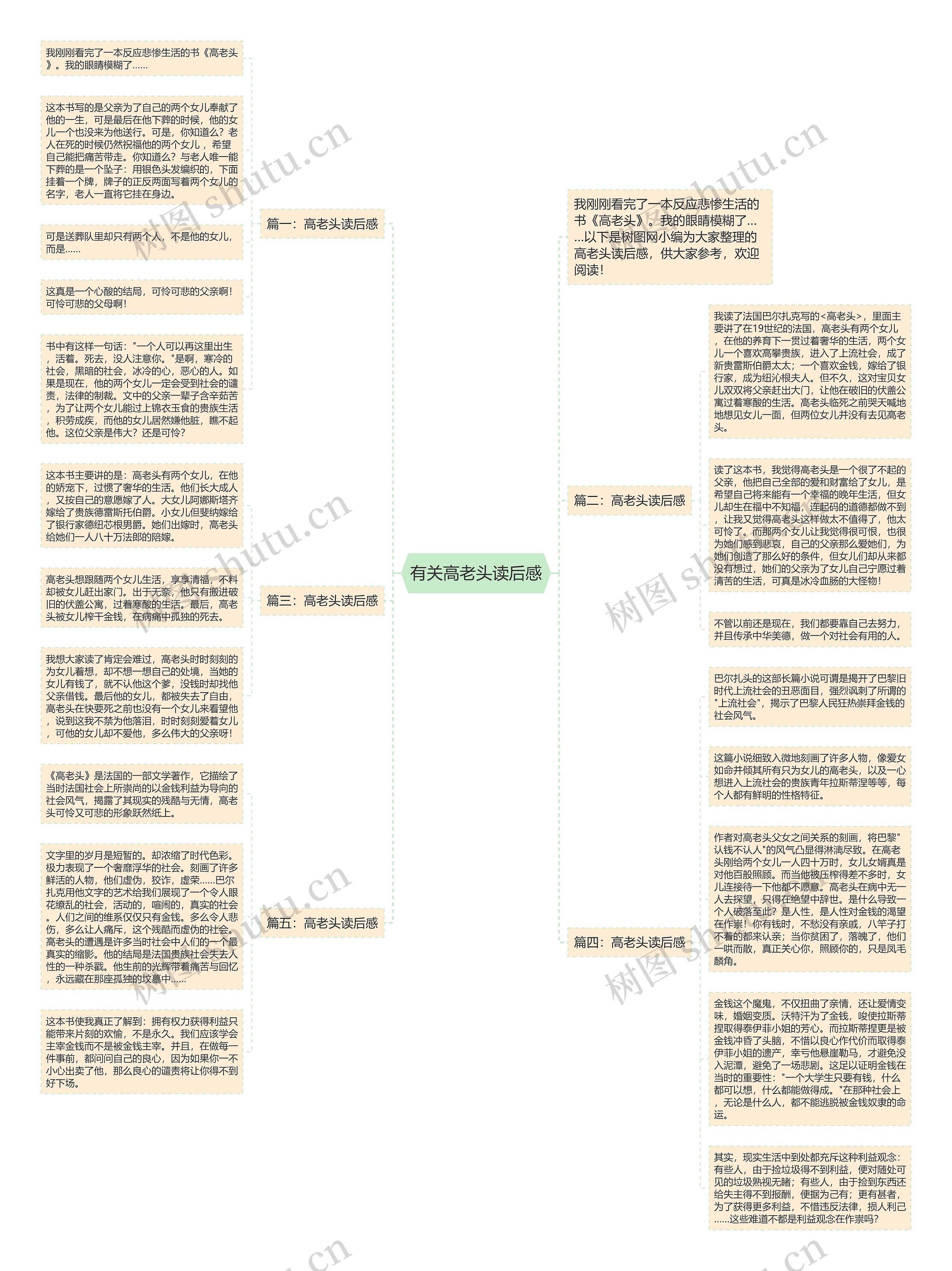 有关高老头读后感思维导图