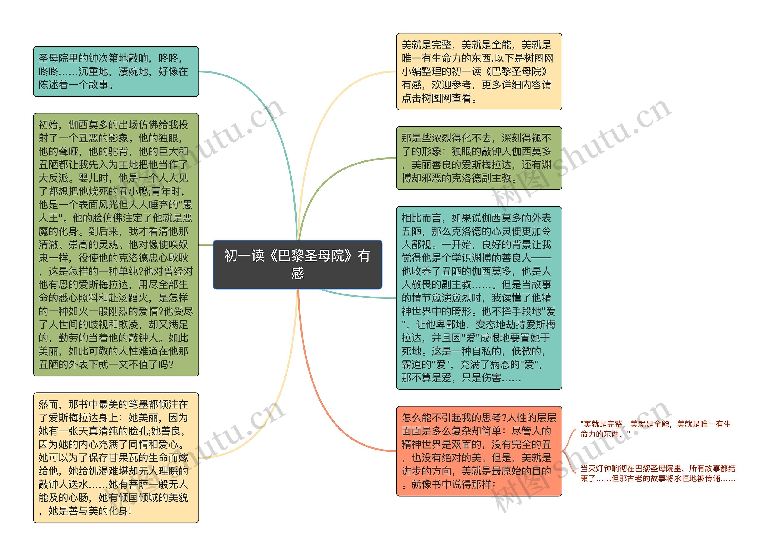 初一读《巴黎圣母院》有感思维导图