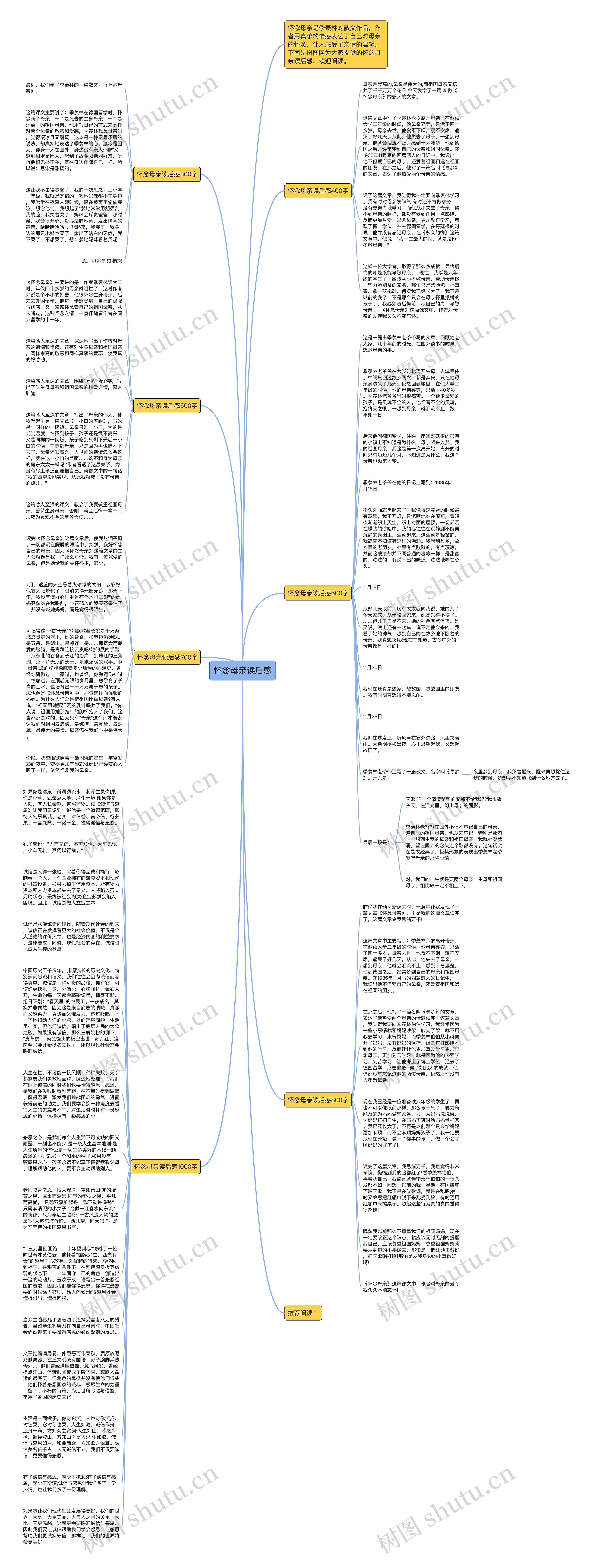 怀念母亲读后感思维导图