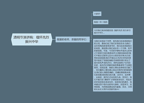 清明节演讲稿：缅怀先烈 振兴中华