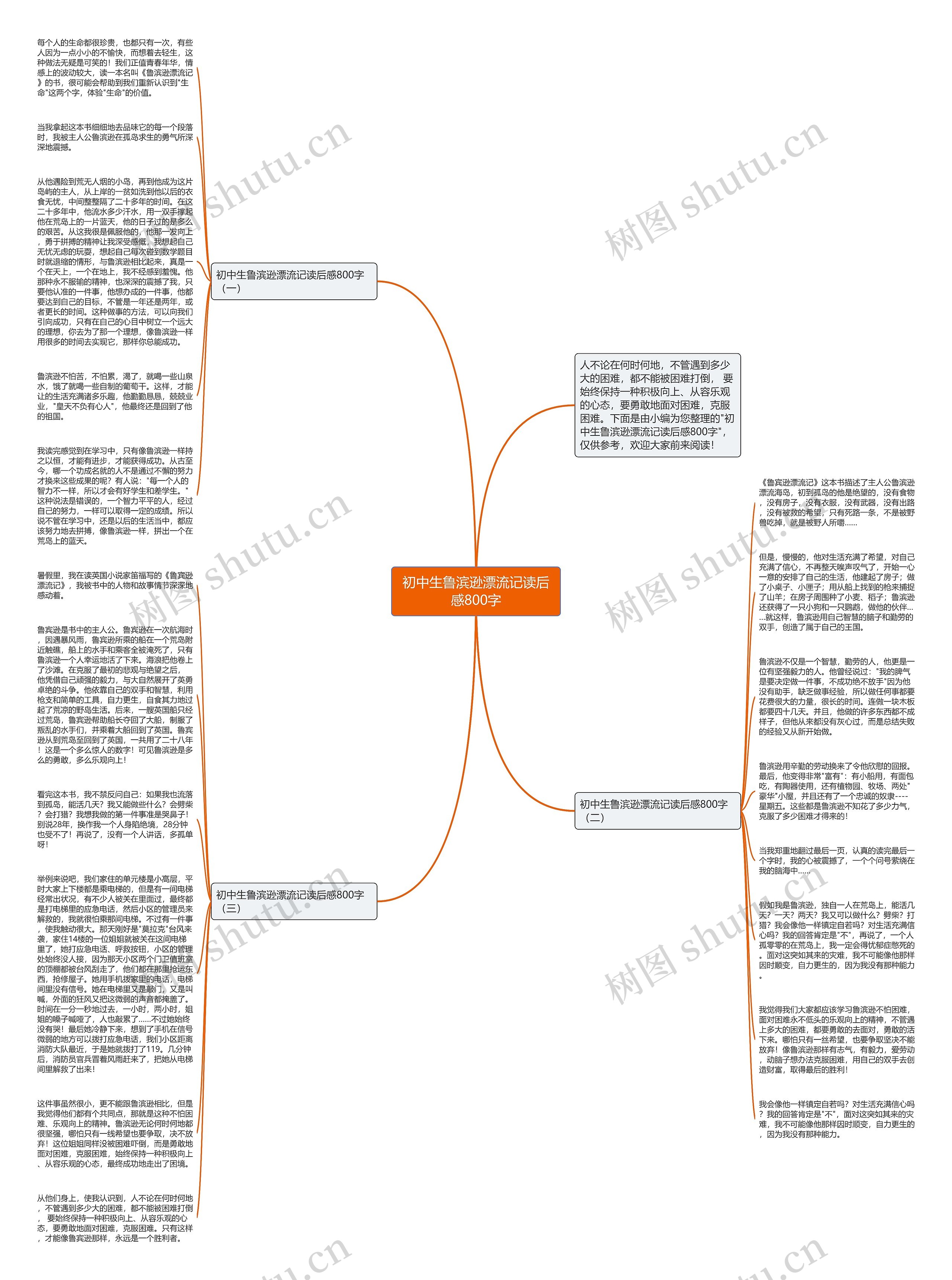 初中生鲁滨逊漂流记读后感800字思维导图