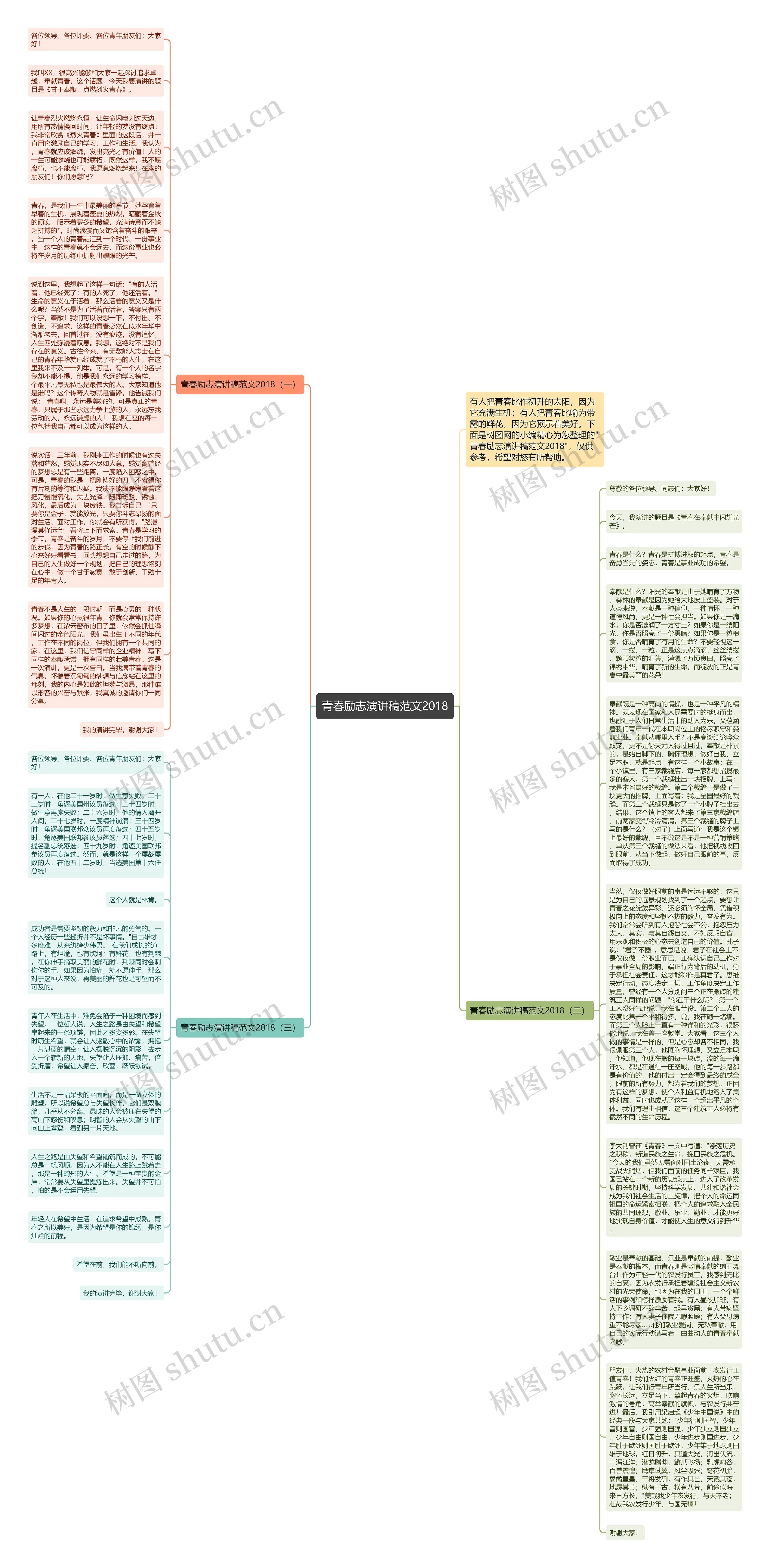 青春励志演讲稿范文2018思维导图