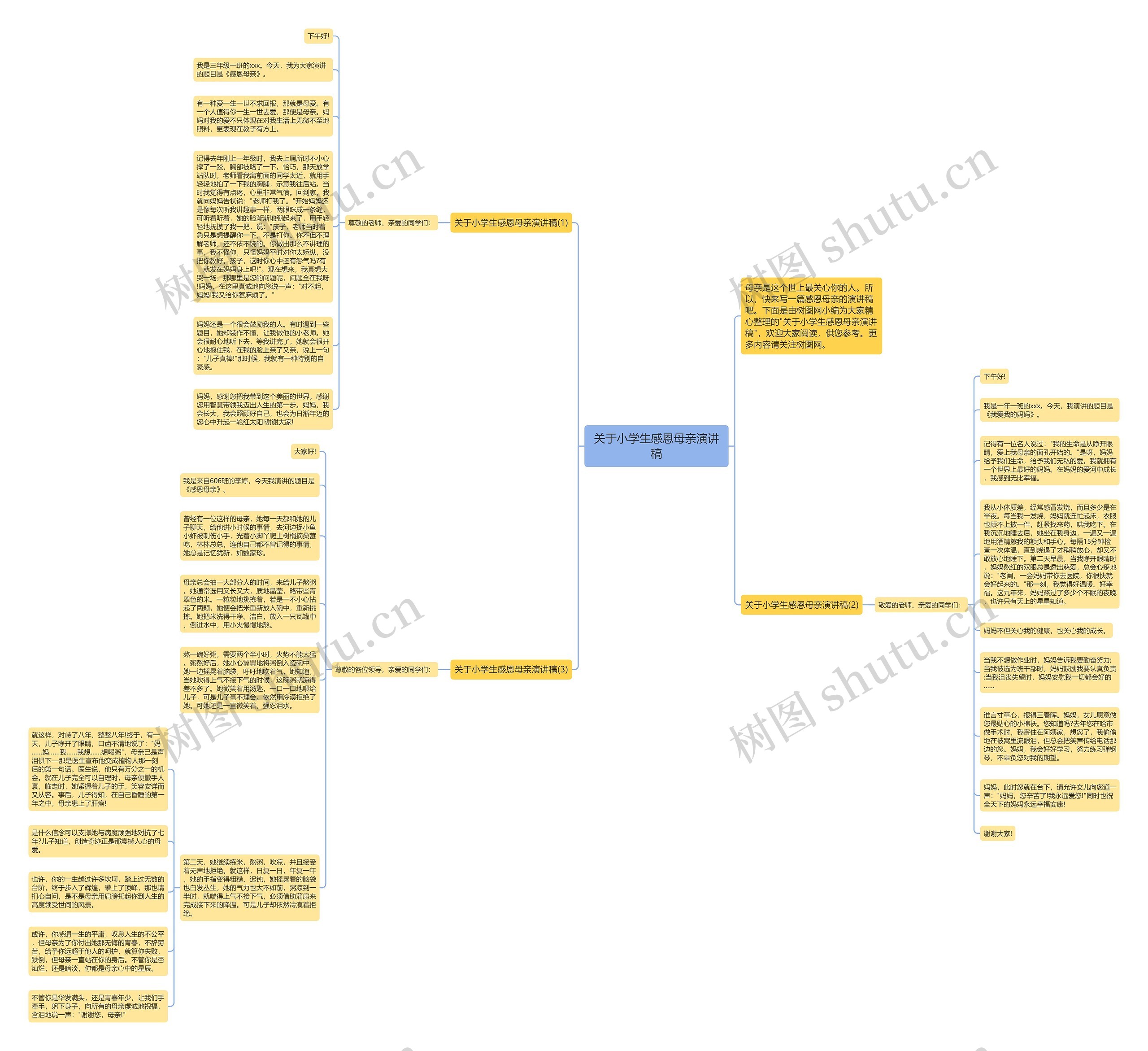 关于小学生感恩母亲演讲稿思维导图